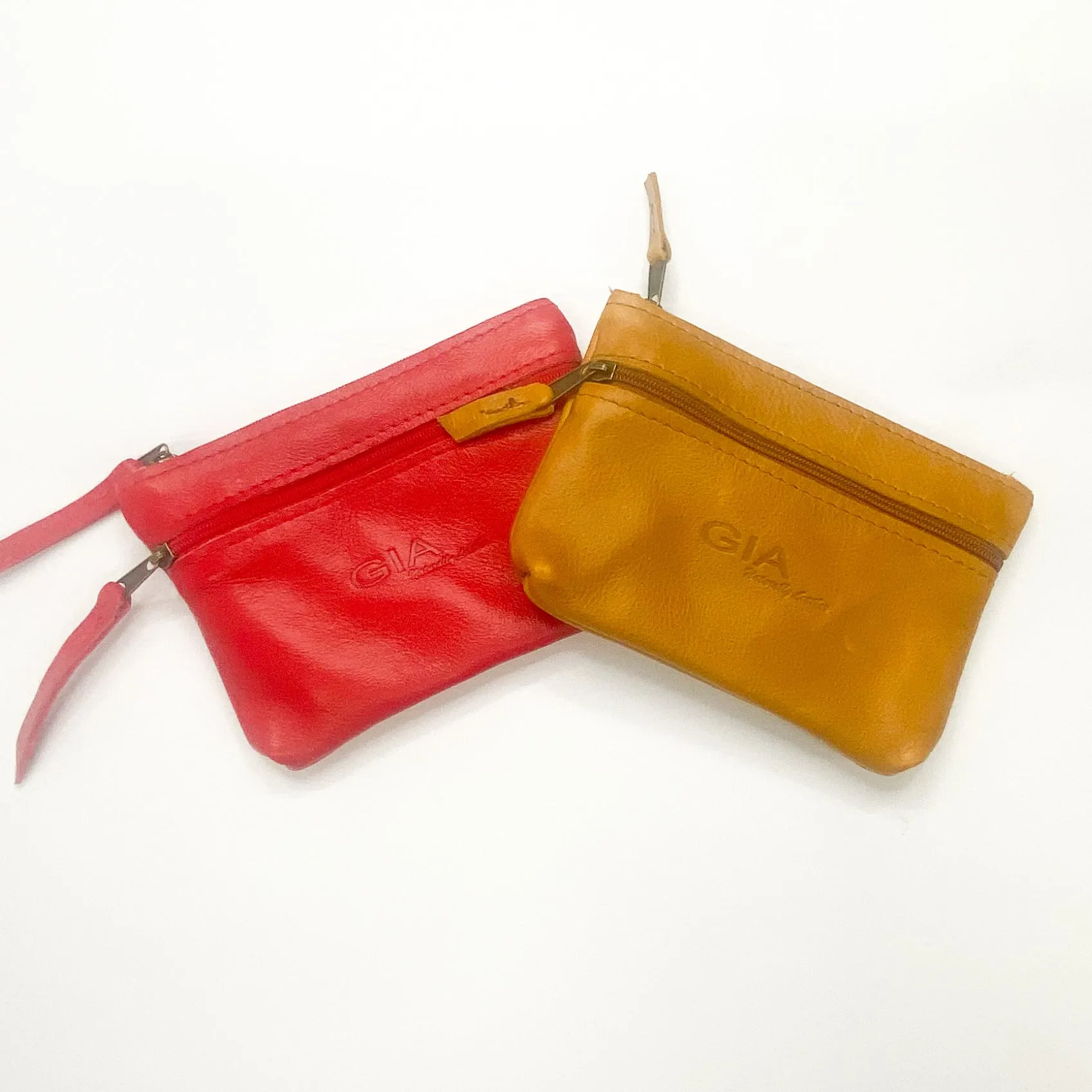 Gia leather red double zip purse