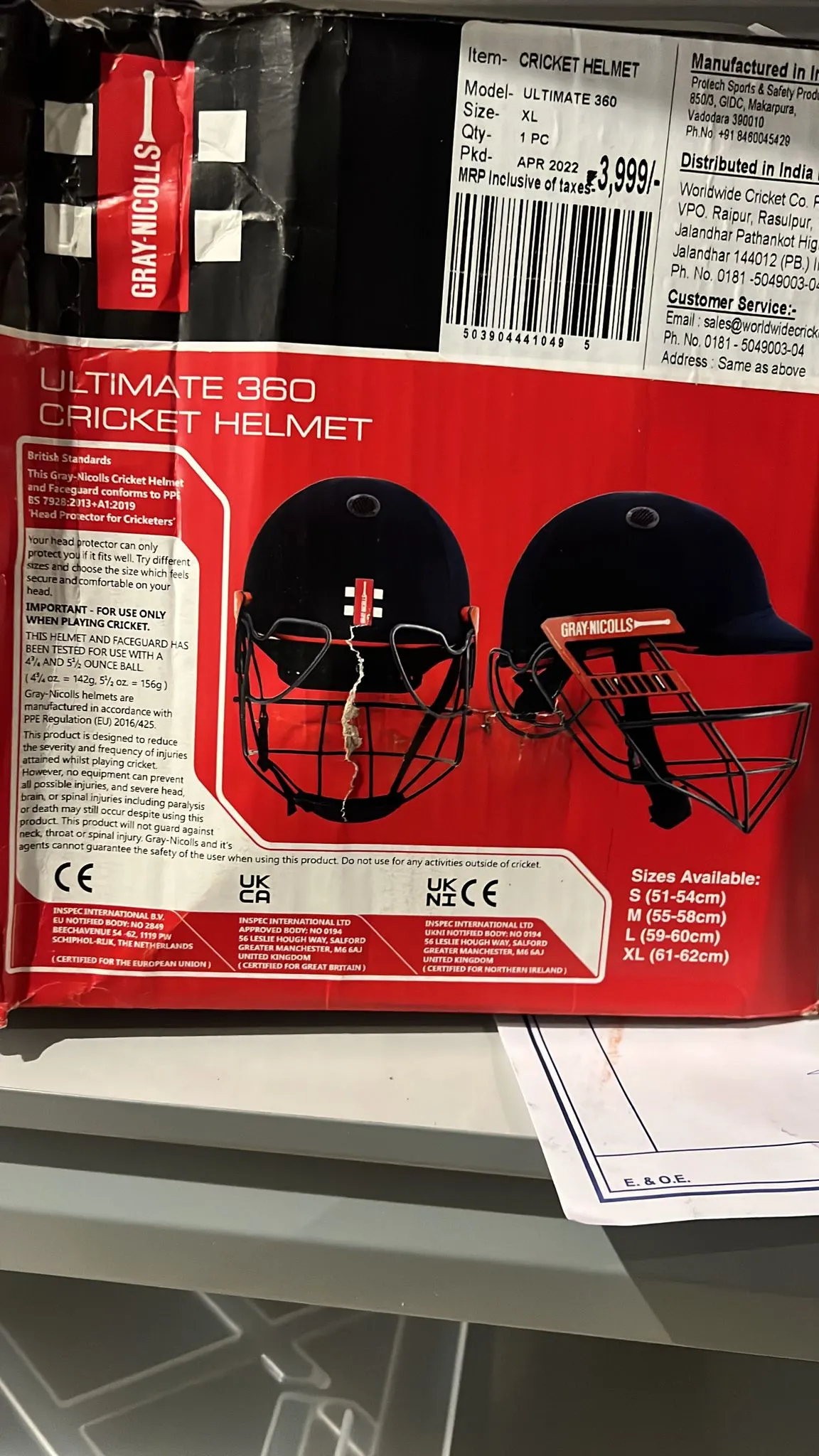 Gray Nicolls Cricket Batting Helmet Ultimate 360 Navy Blue S, M, L, XL