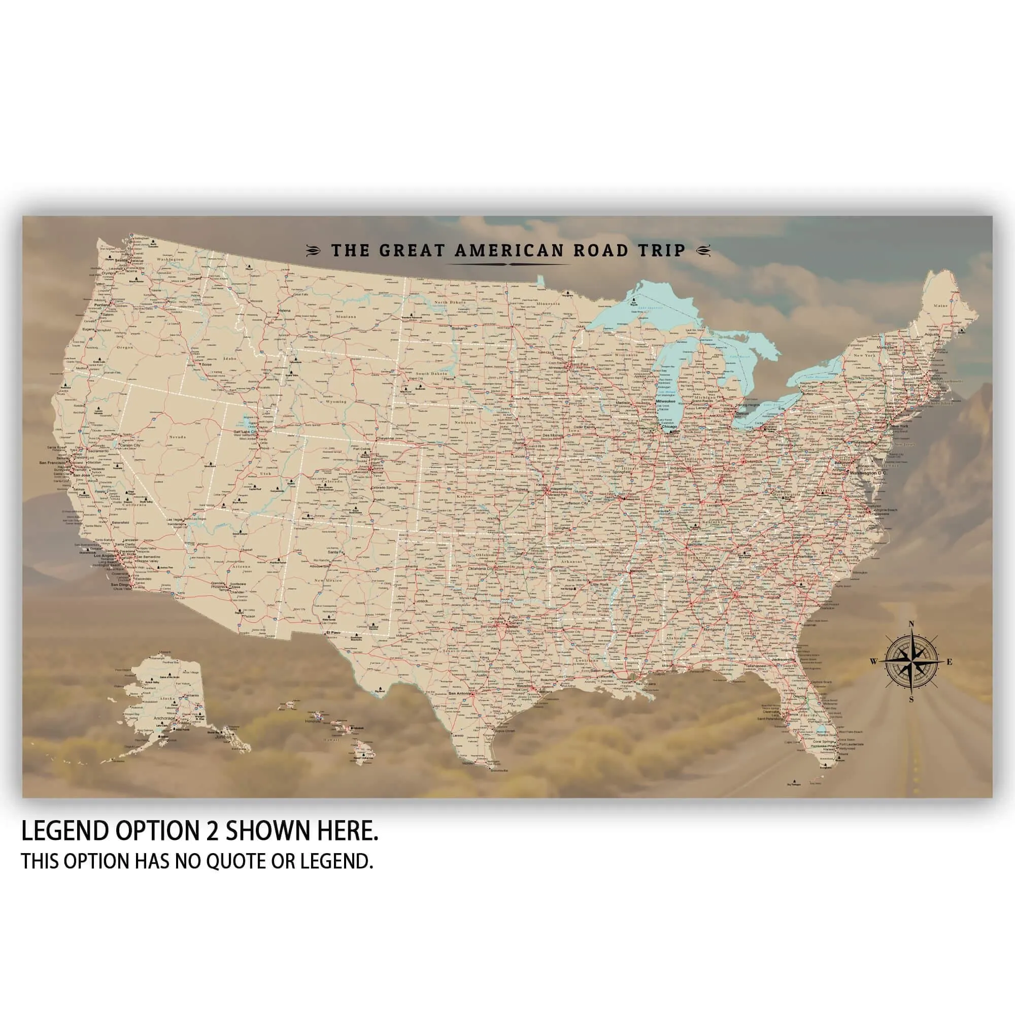 Great American Road Trip USA Push Pin Map