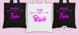 Hen Do Party Bride Tribe  Ladies Tote Bags Pink Lettering