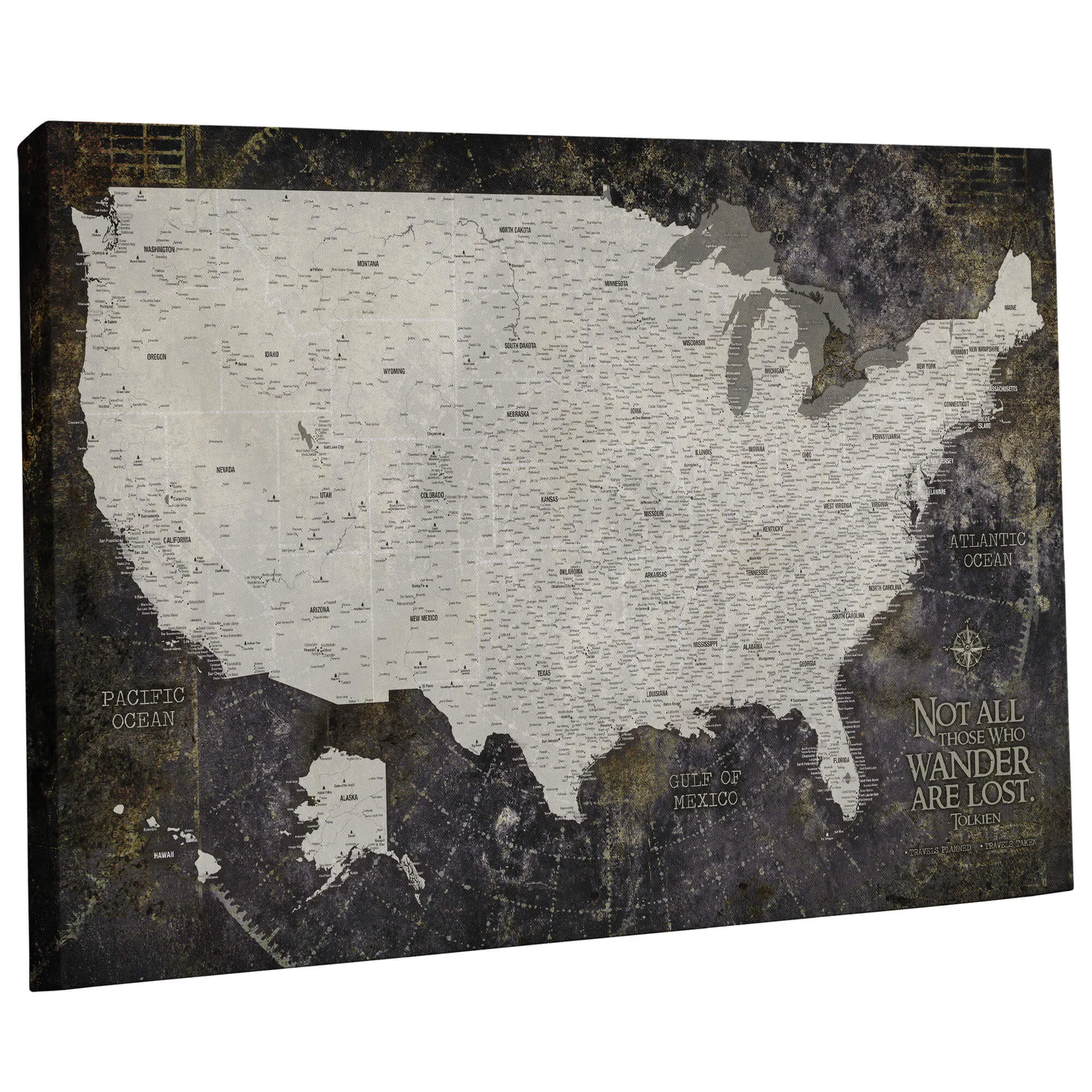 Industrial Detailed Push Pin USA Map - 1 Panel