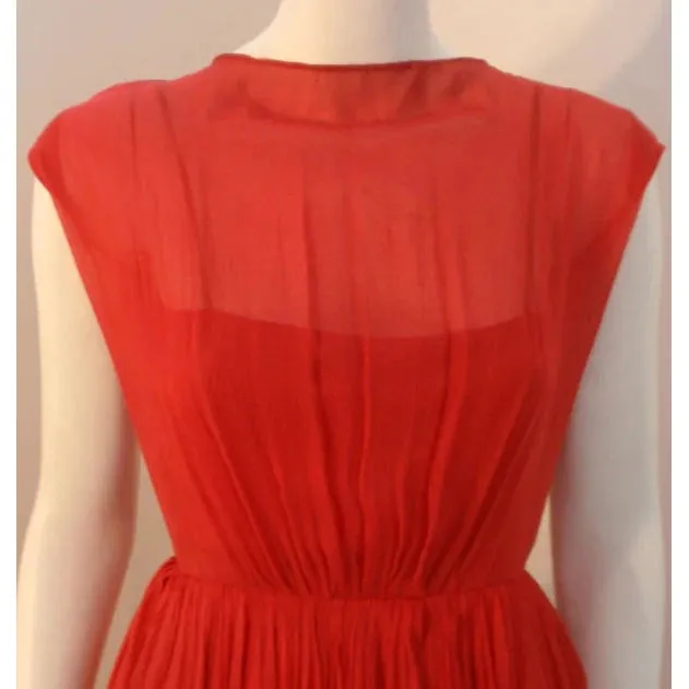 James Galanos for Amelia Gray Red Chiffon Cocktail Dress | 26