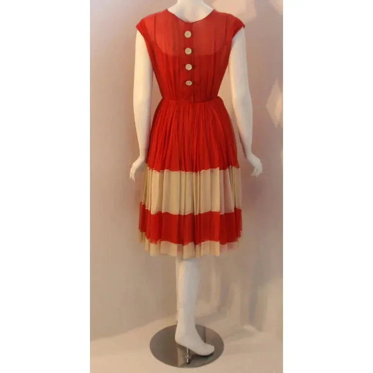 James Galanos for Amelia Gray Red Chiffon Cocktail Dress | 26