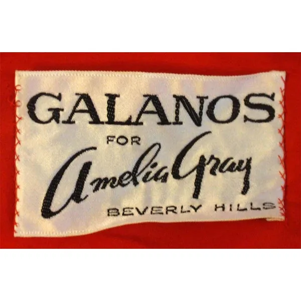 James Galanos for Amelia Gray Red Chiffon Cocktail Dress | 26