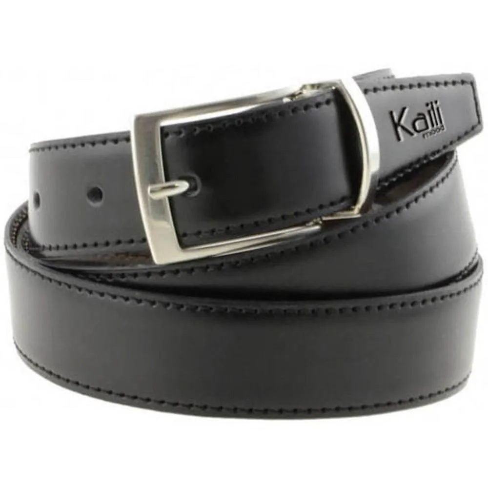 K4001ABB | Double Face Men's Belt - Genuine Leather Col. Black/Dark Brown