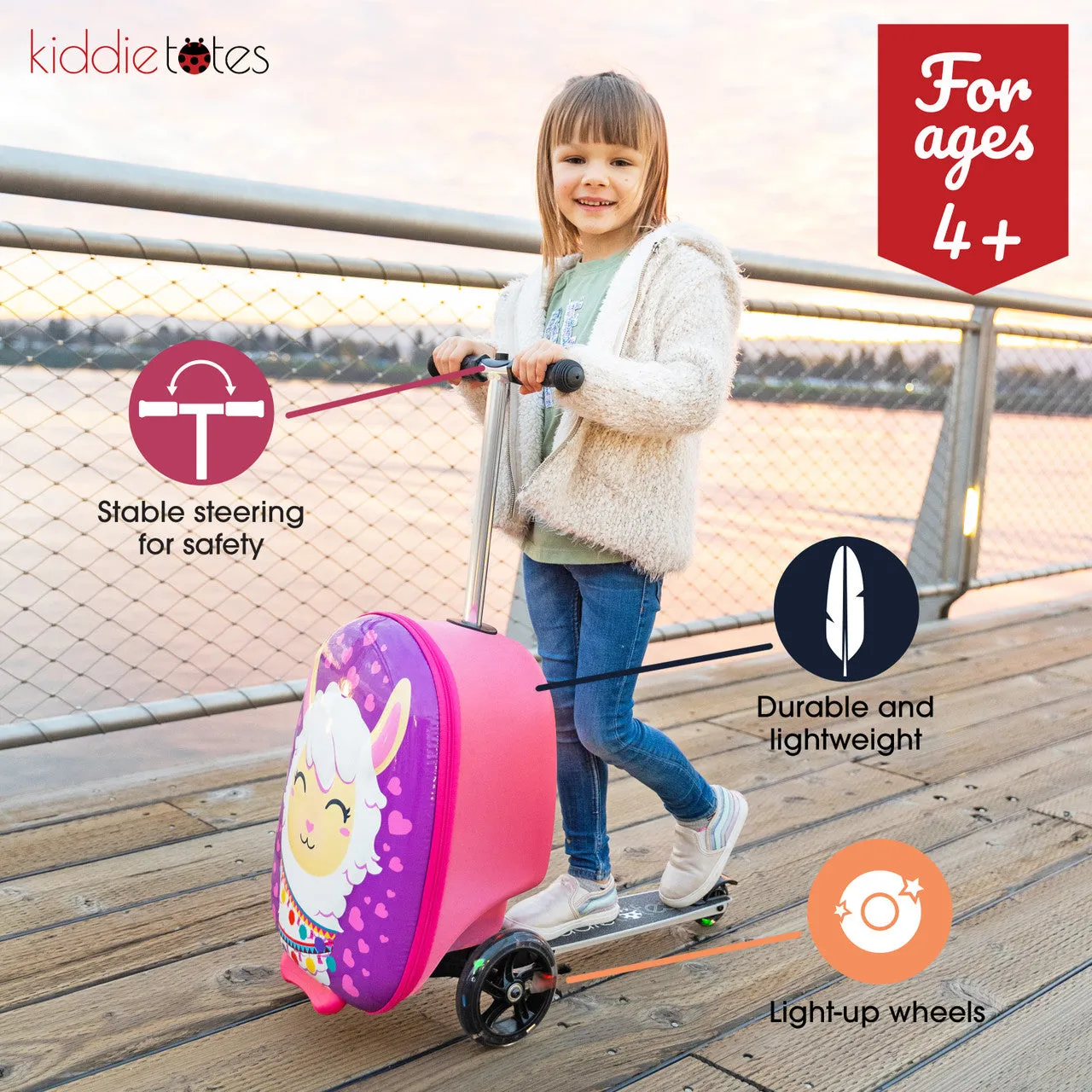 KiddieTotes Alpine Llama Luggage Scooter KT-SL10LMA