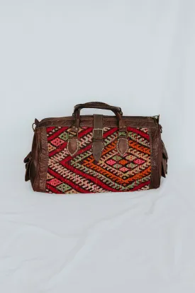 Kilim Leather Carpet Travel Bag - A