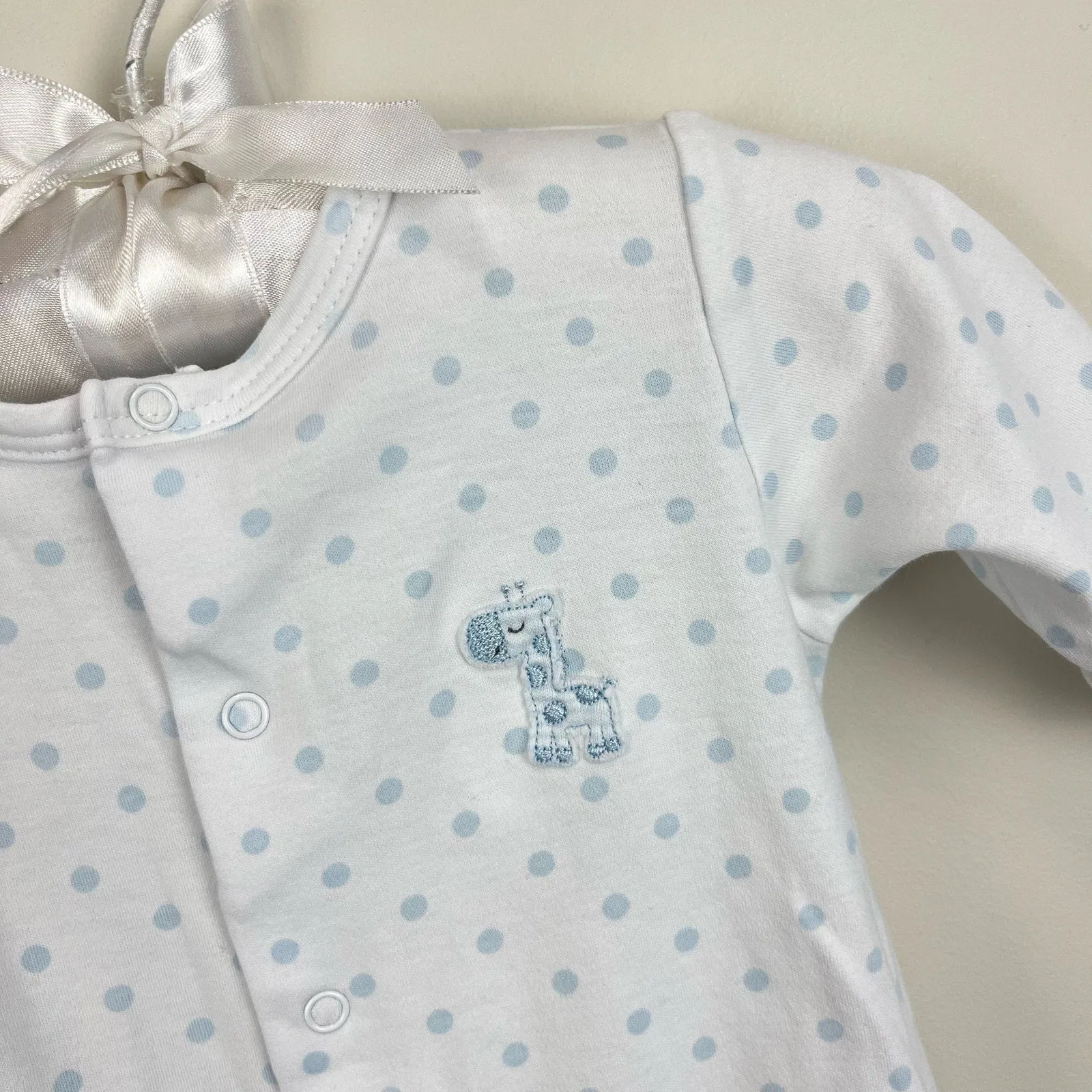 Kissy Kissy Blue Polka Dot Giraffe Converter Sleep Gown Small