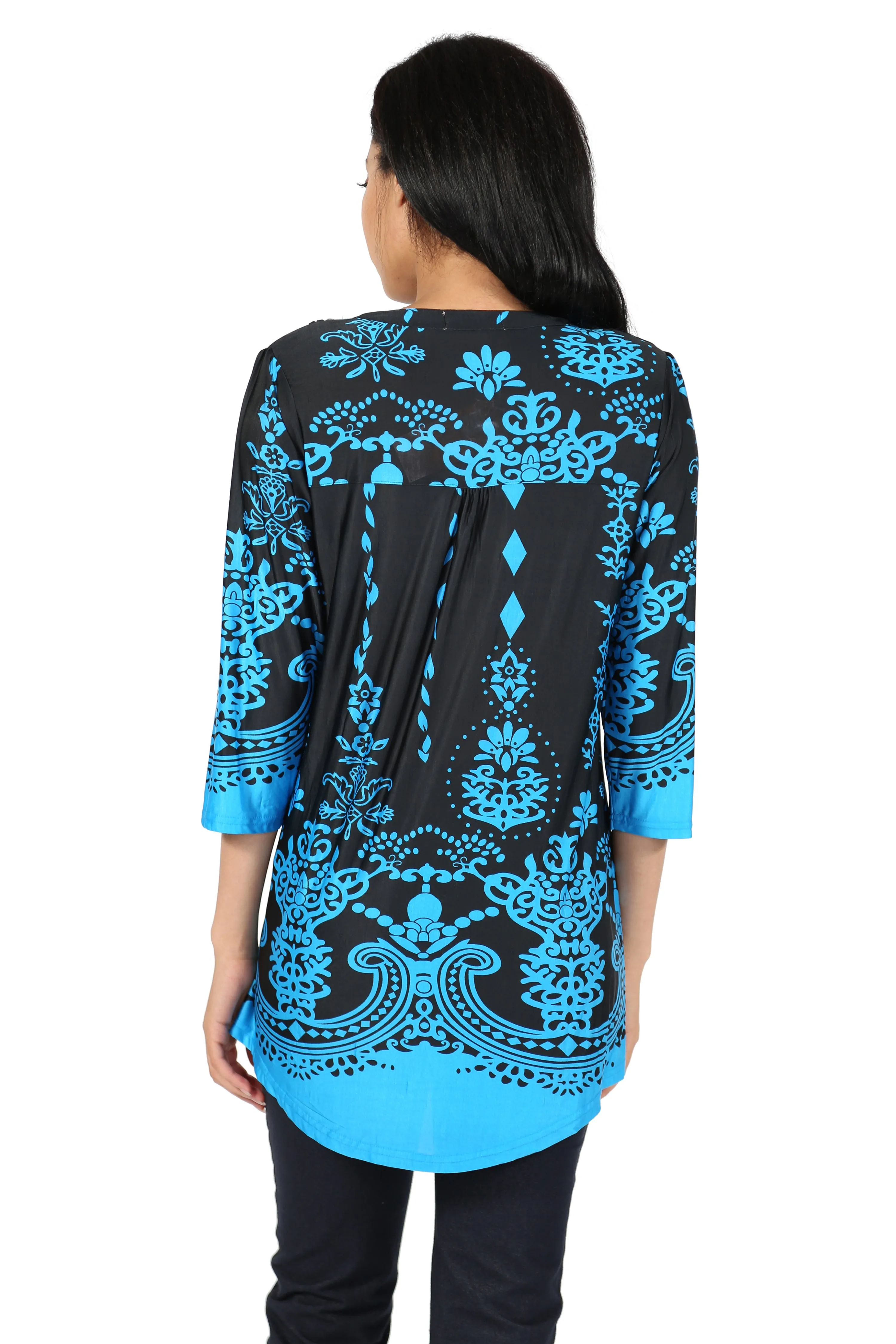 La Cera Pleat Front Printed Tunic