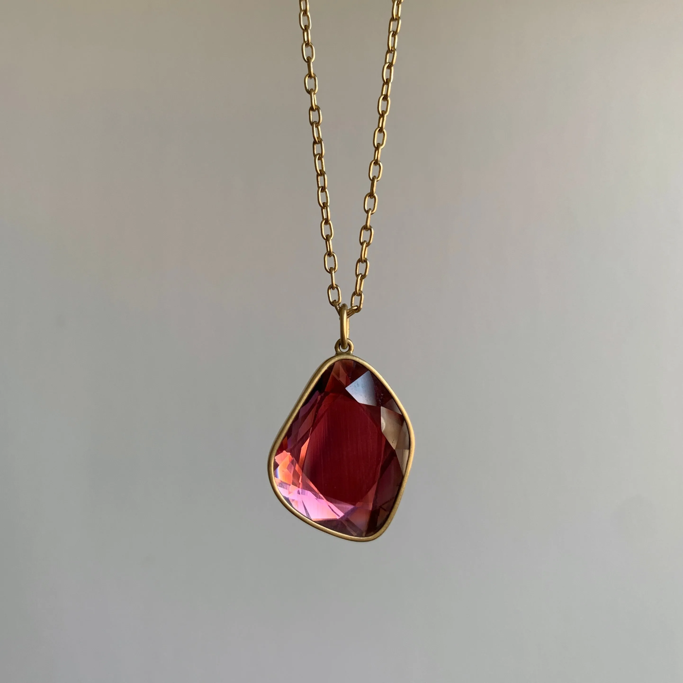 Large Garnet Pebble Sequin Pendant