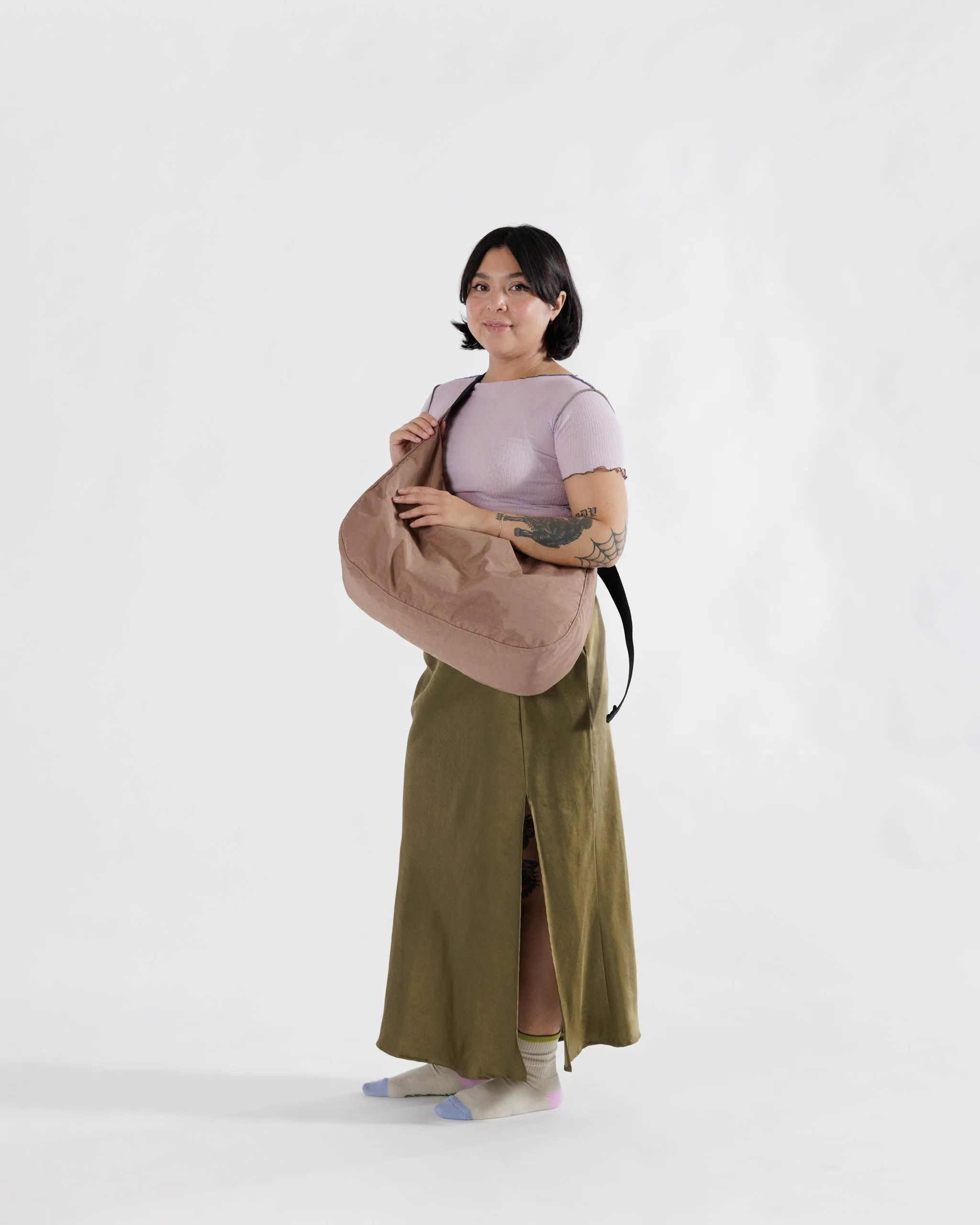 Large Nylon Crescent Bag - Cocoa