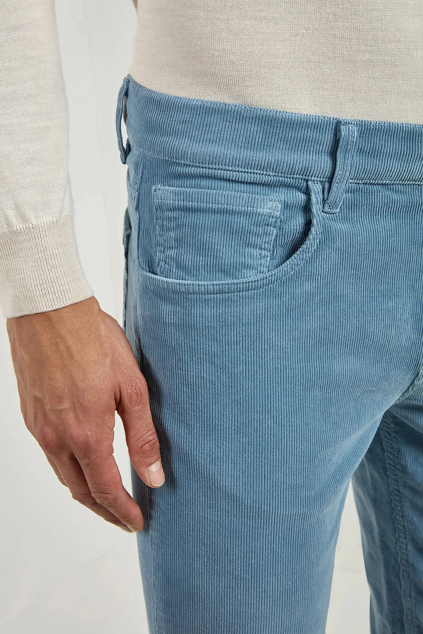 Light blue corduroy 5 Pocket - Made in Italy