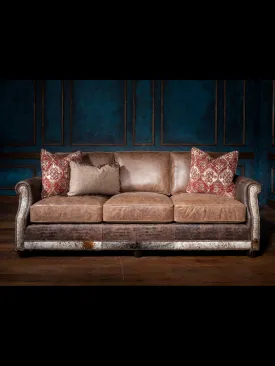 Luxurious Leather and Fabric Sofa