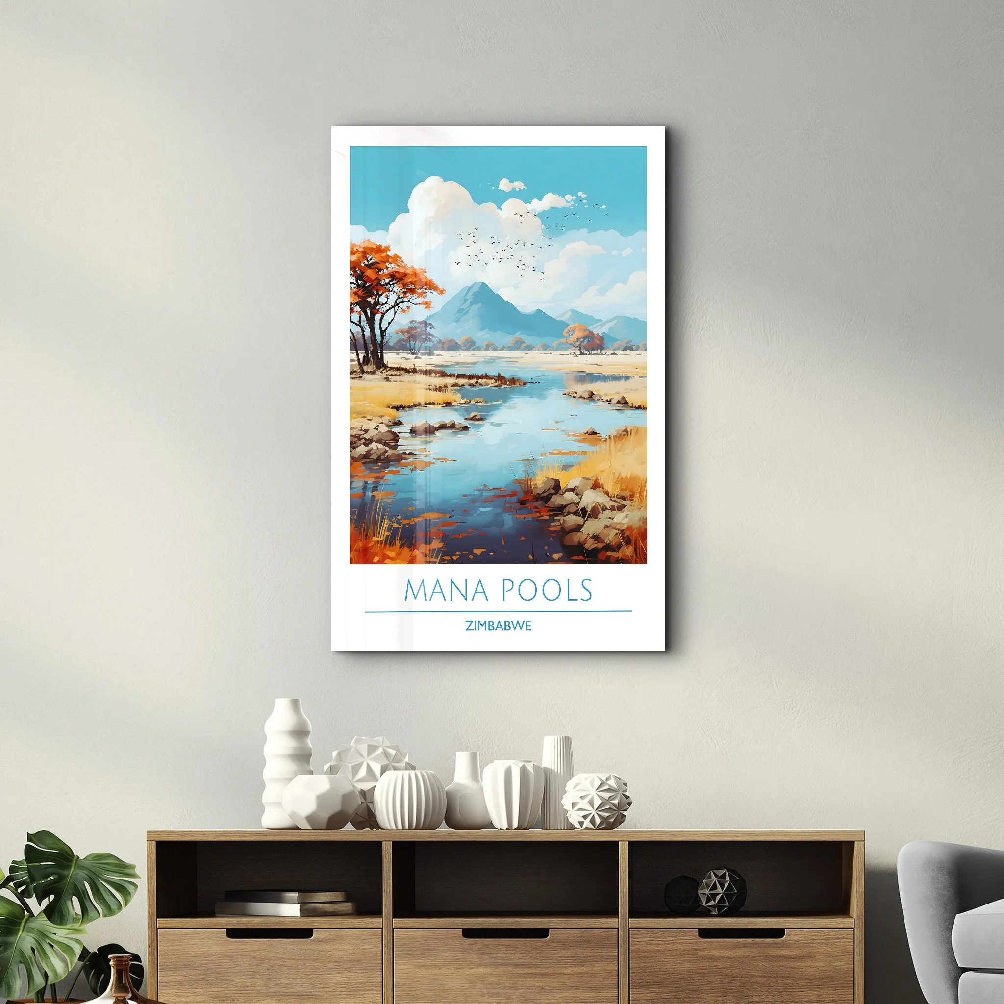 Mana Pools Zimbabwe-Travel Posters | Glass Wall Art