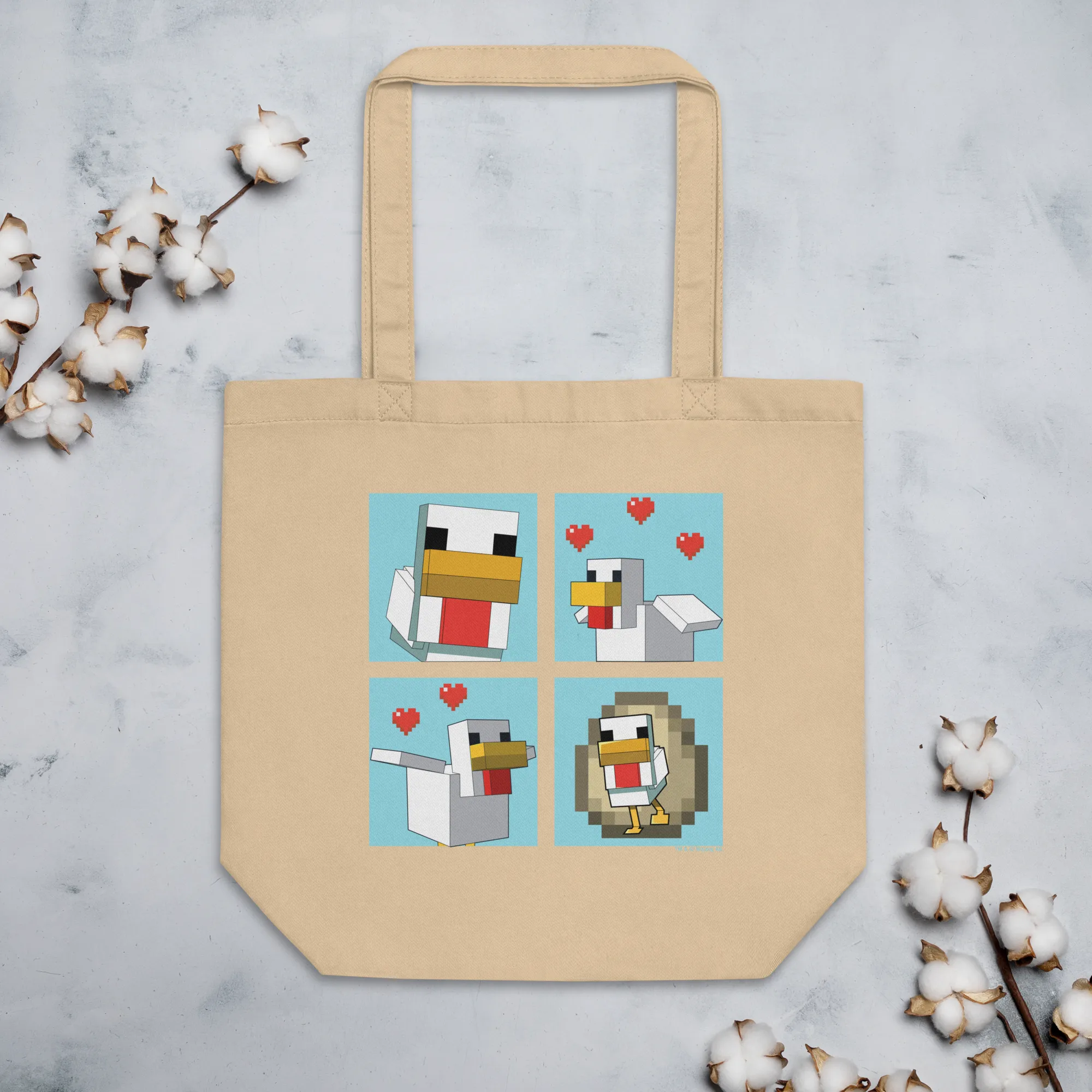 Minecraft Blue Chicken Family Eco Tote Bag