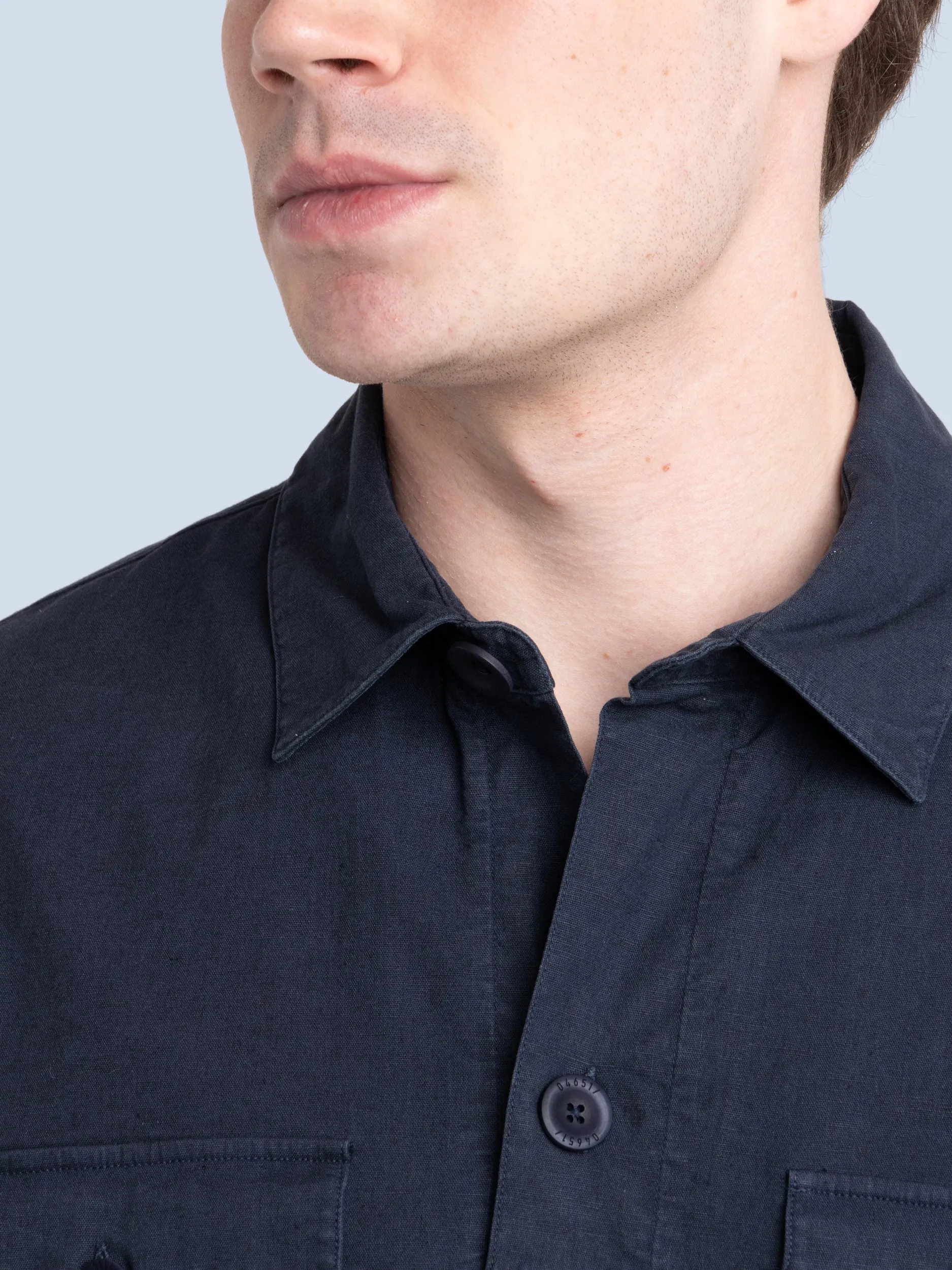 Navy Linen Travel Overshirt