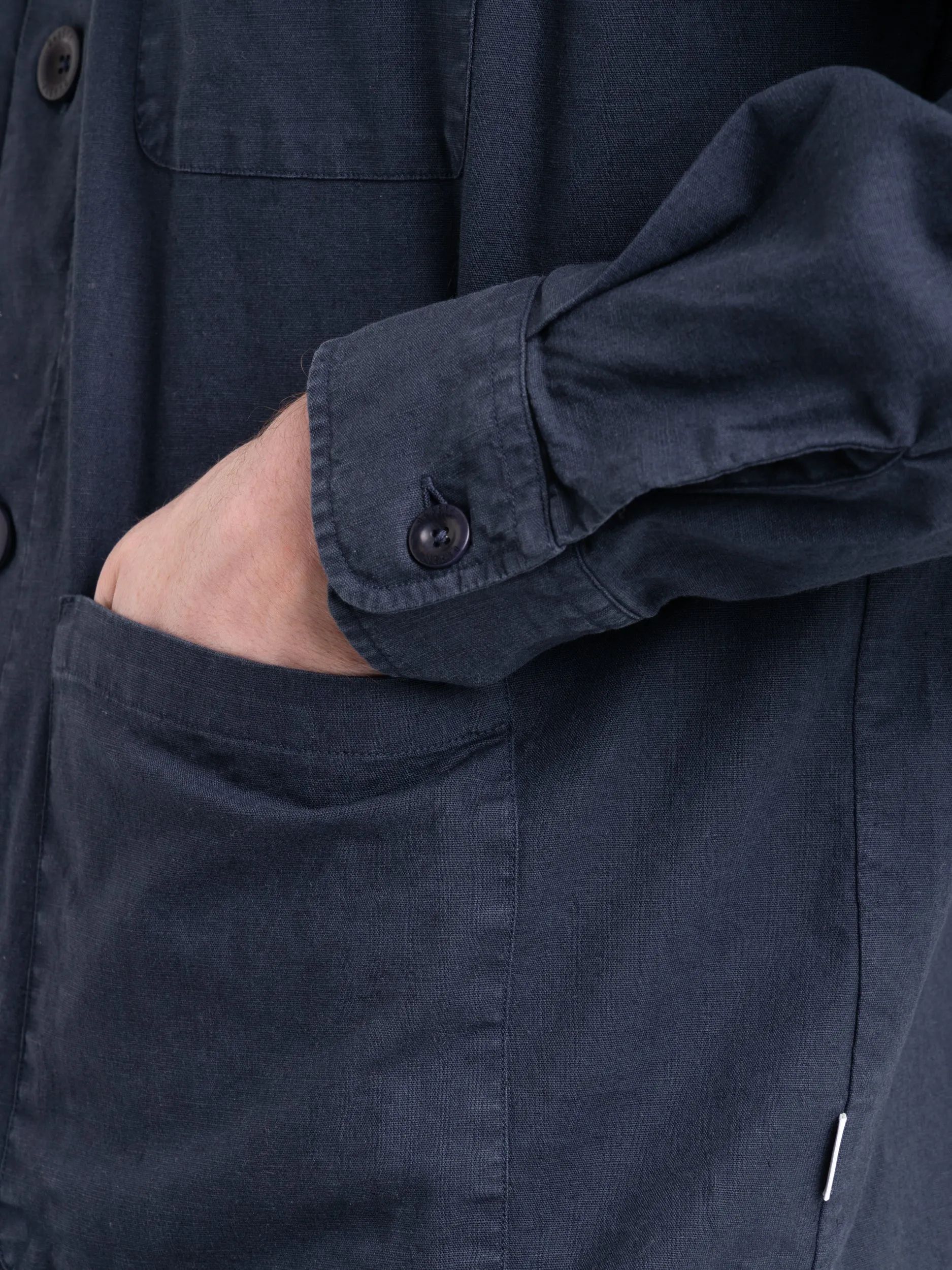 Navy Linen Travel Overshirt