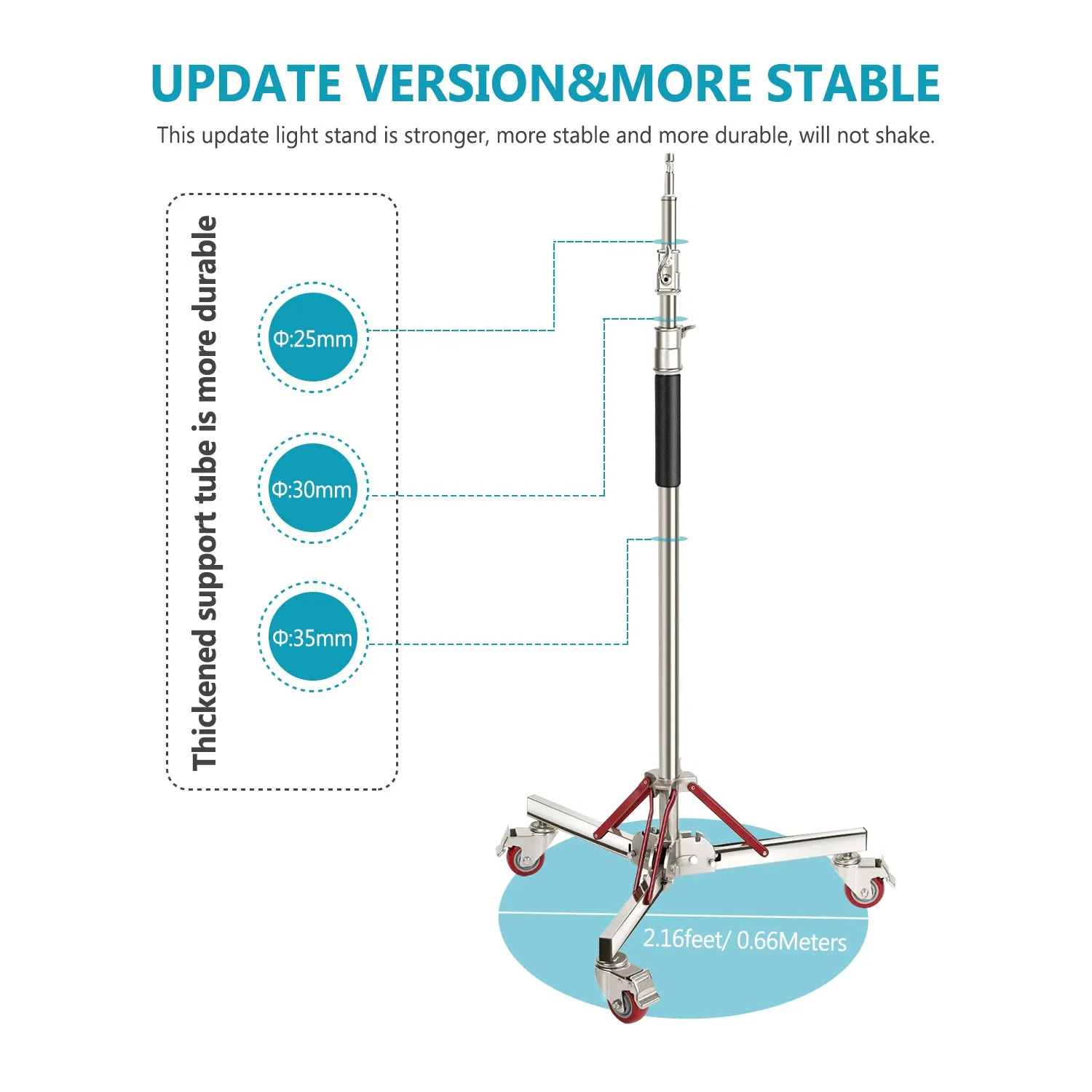 NEEWER 305cm Stainless Steel Heavy Duty Light Stand