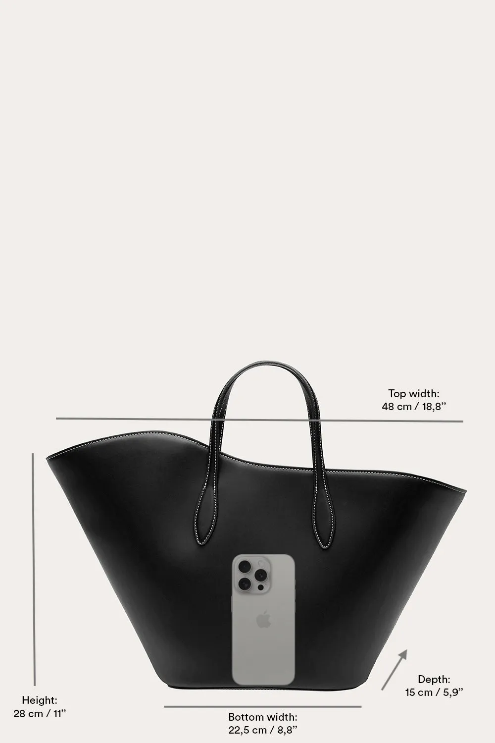 Open Tulip Tote Medium Black