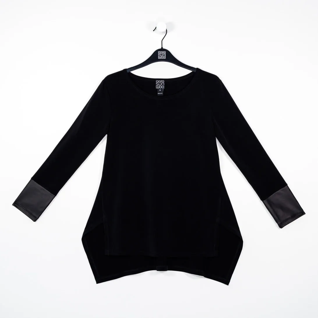 Parachute Hem Liquid Leather Cuff Tunic - Black - Final Sale!