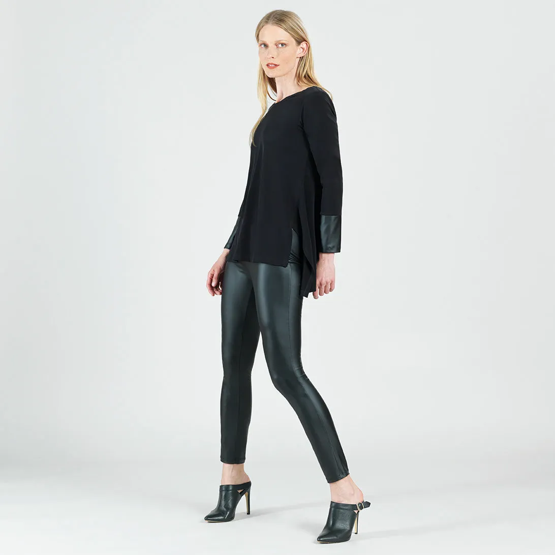 Parachute Hem Liquid Leather Cuff Tunic - Black - Final Sale!