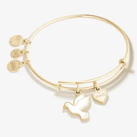 'Peace' Dove Duo Charm Bangle Bracelet