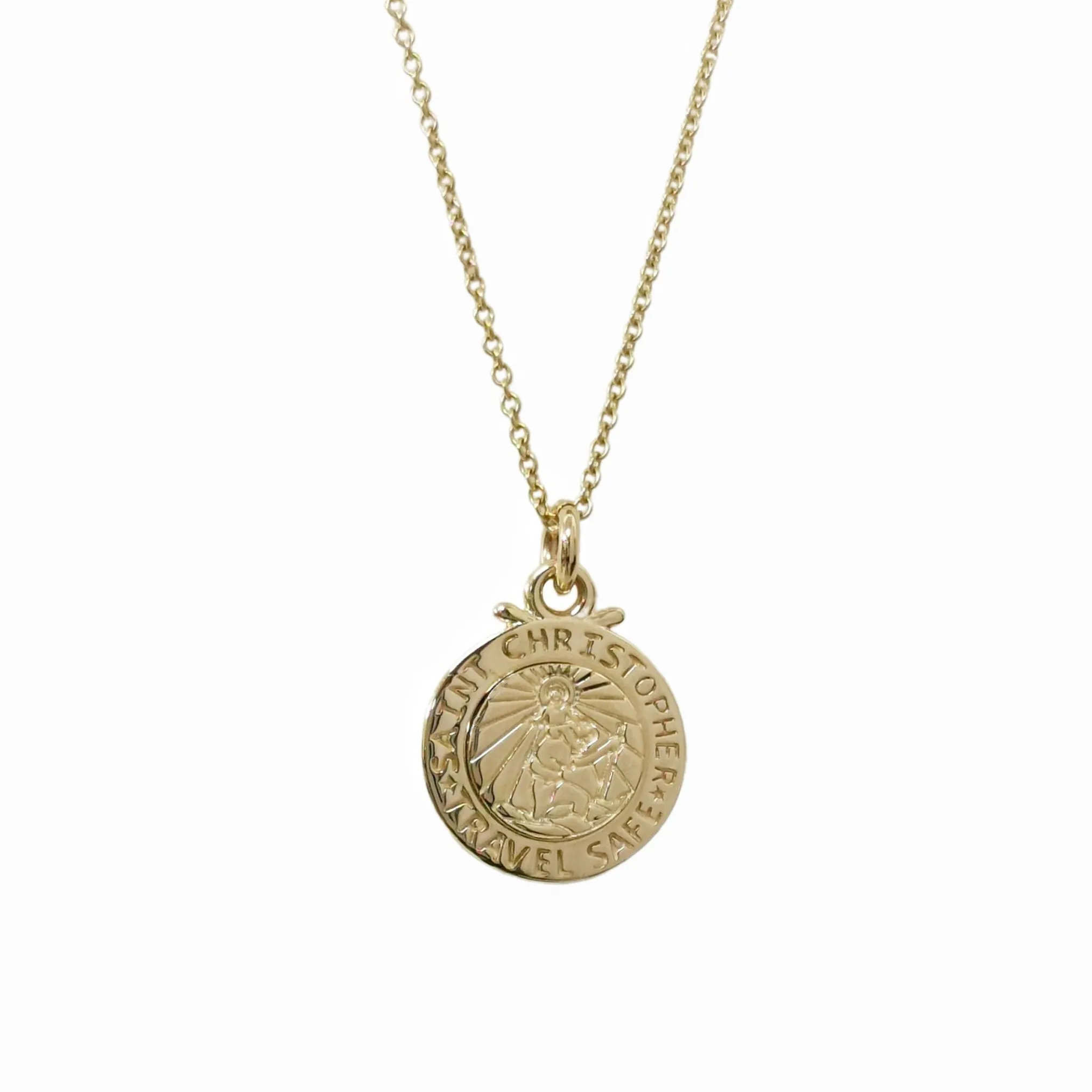 Personalised St Christopher Solid Gold Necklace