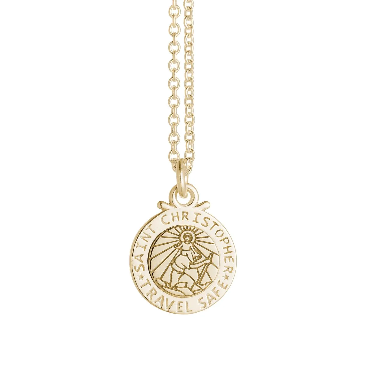 Personalised St Christopher Solid Gold Necklace