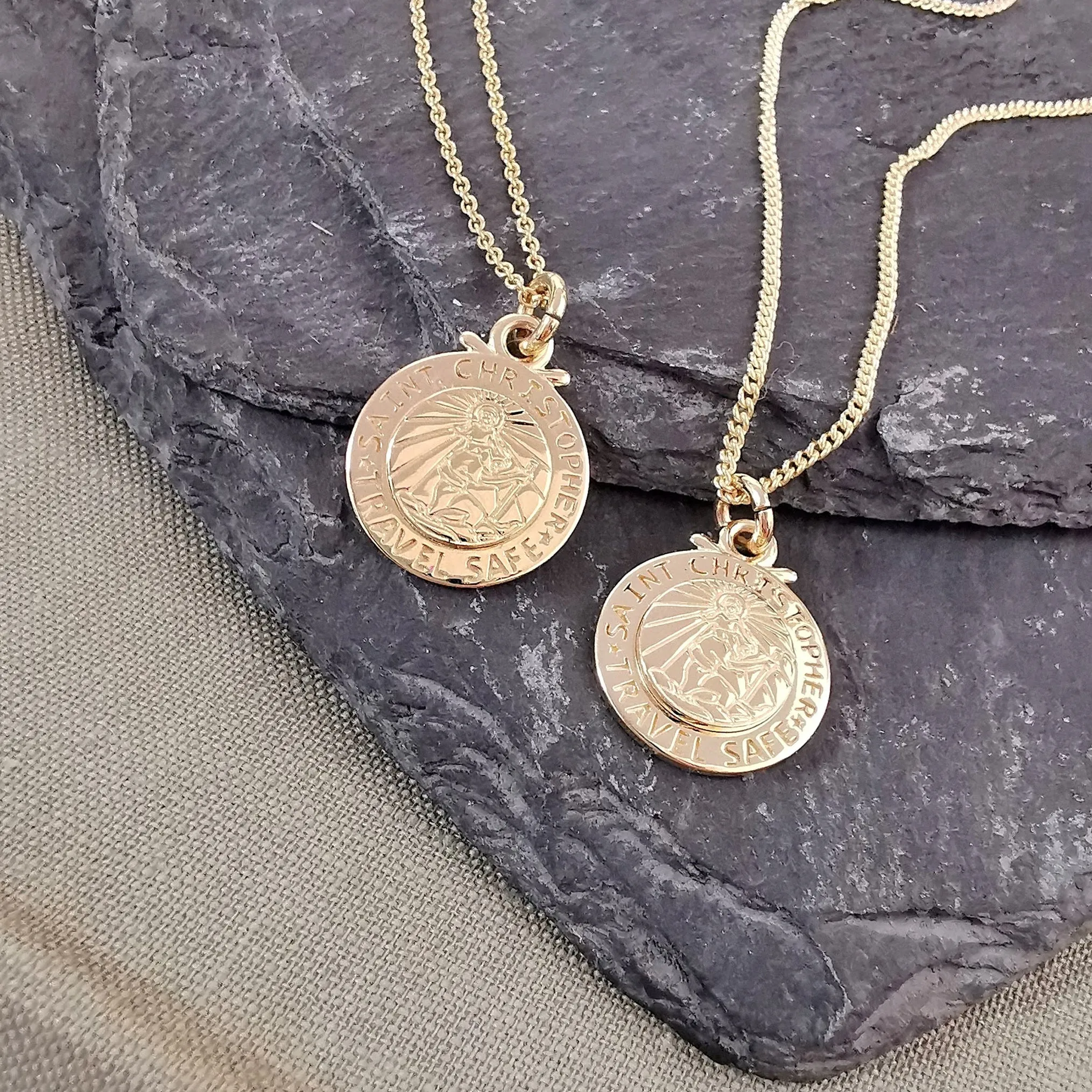 Personalised St Christopher Solid Gold Necklace