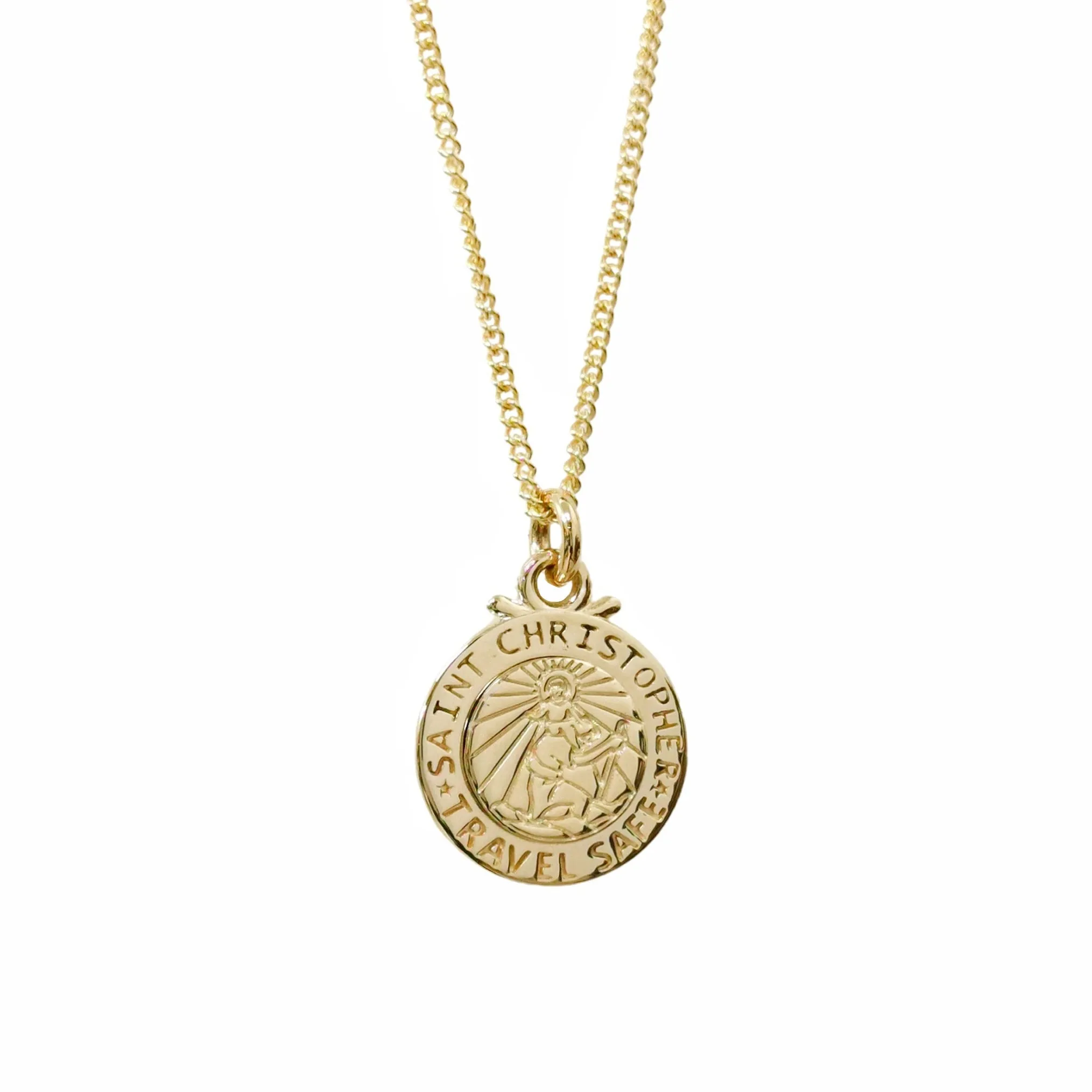 Personalised St Christopher Solid Gold Necklace