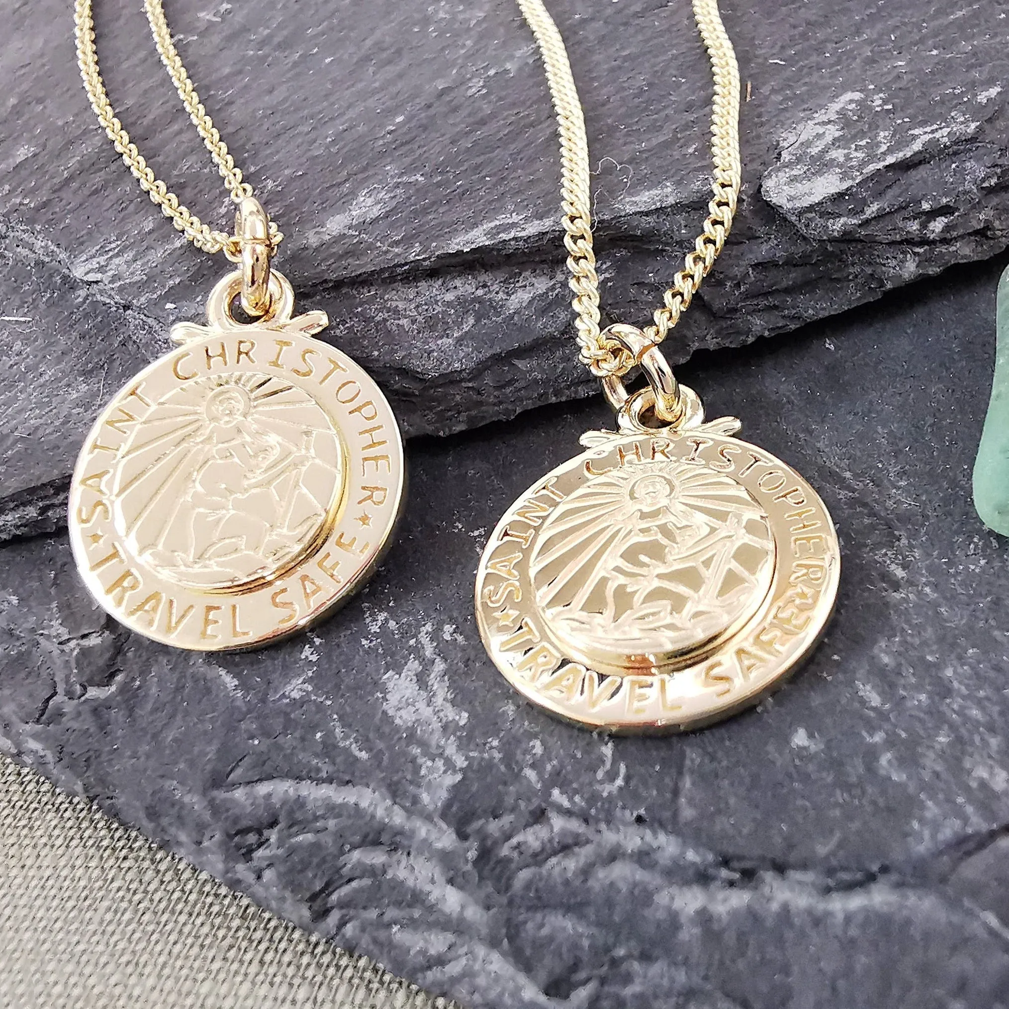 Personalised St Christopher Solid Gold Necklace