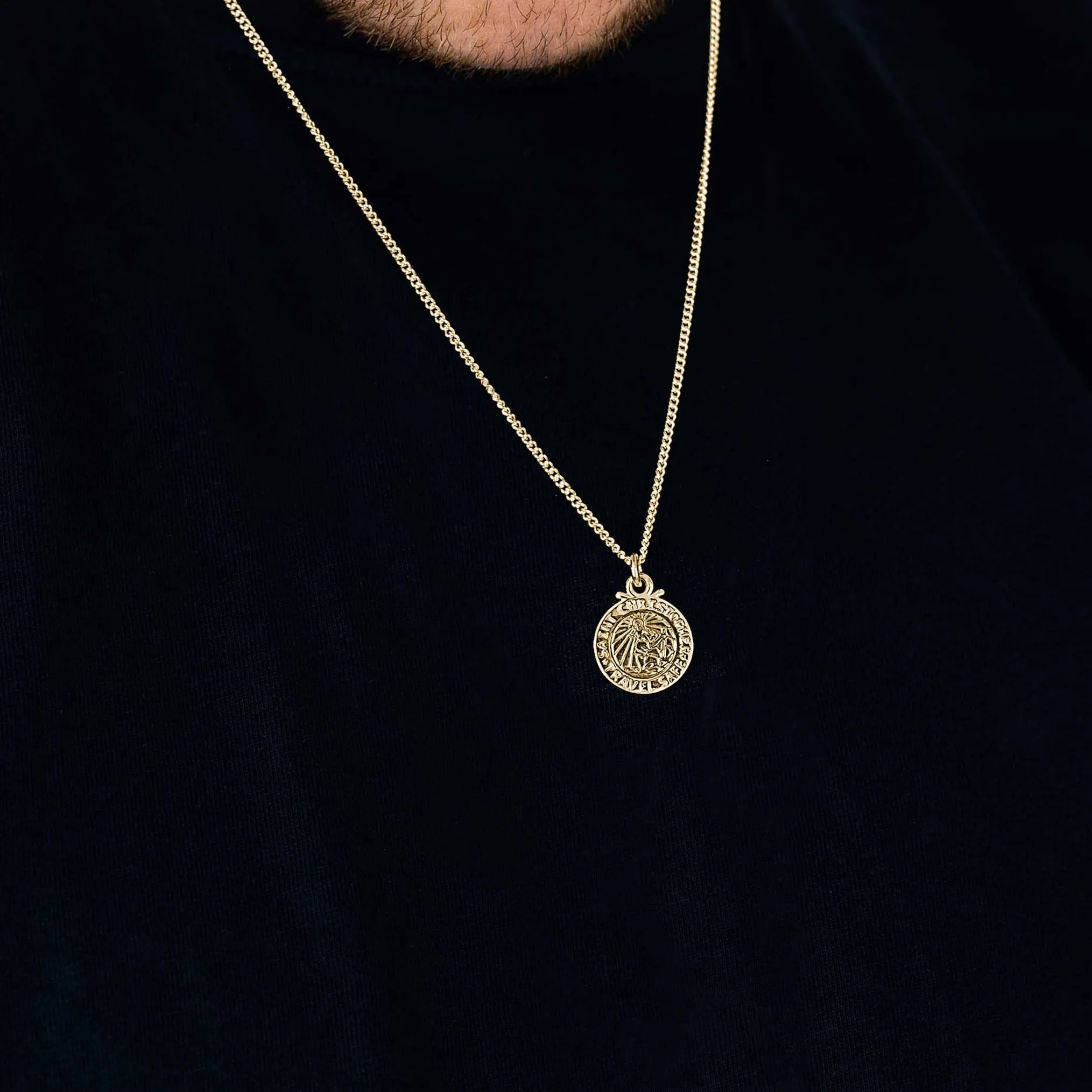 Personalised St Christopher Solid Gold Necklace