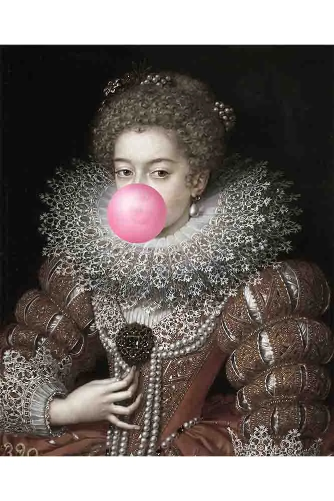 Pink Bubblegum Queen Portrait Canvas