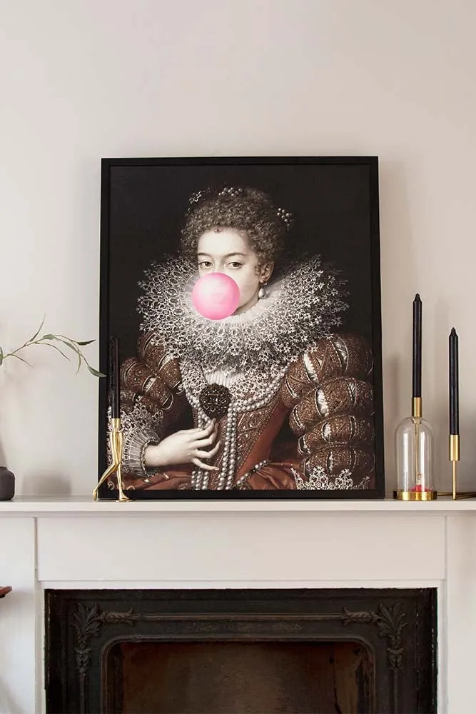 Pink Bubblegum Queen Portrait Canvas