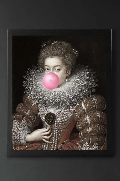 Pink Bubblegum Queen Portrait Canvas