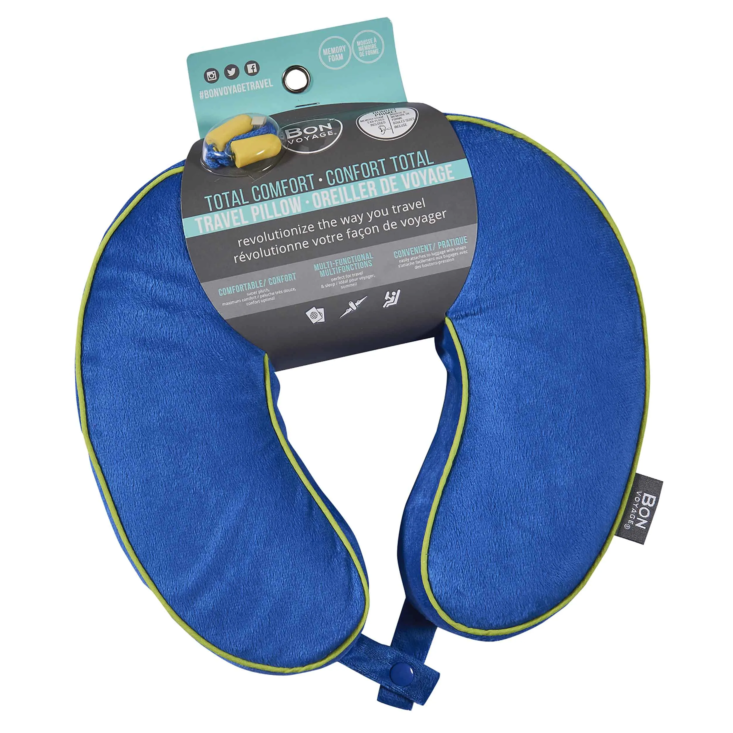 Premium Memory Foam Travel Neck Pillow - Blue