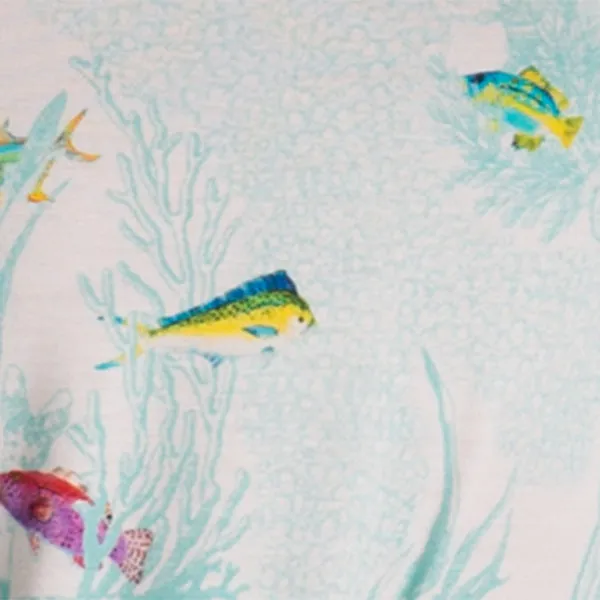 Printed Tee in Fish Toile