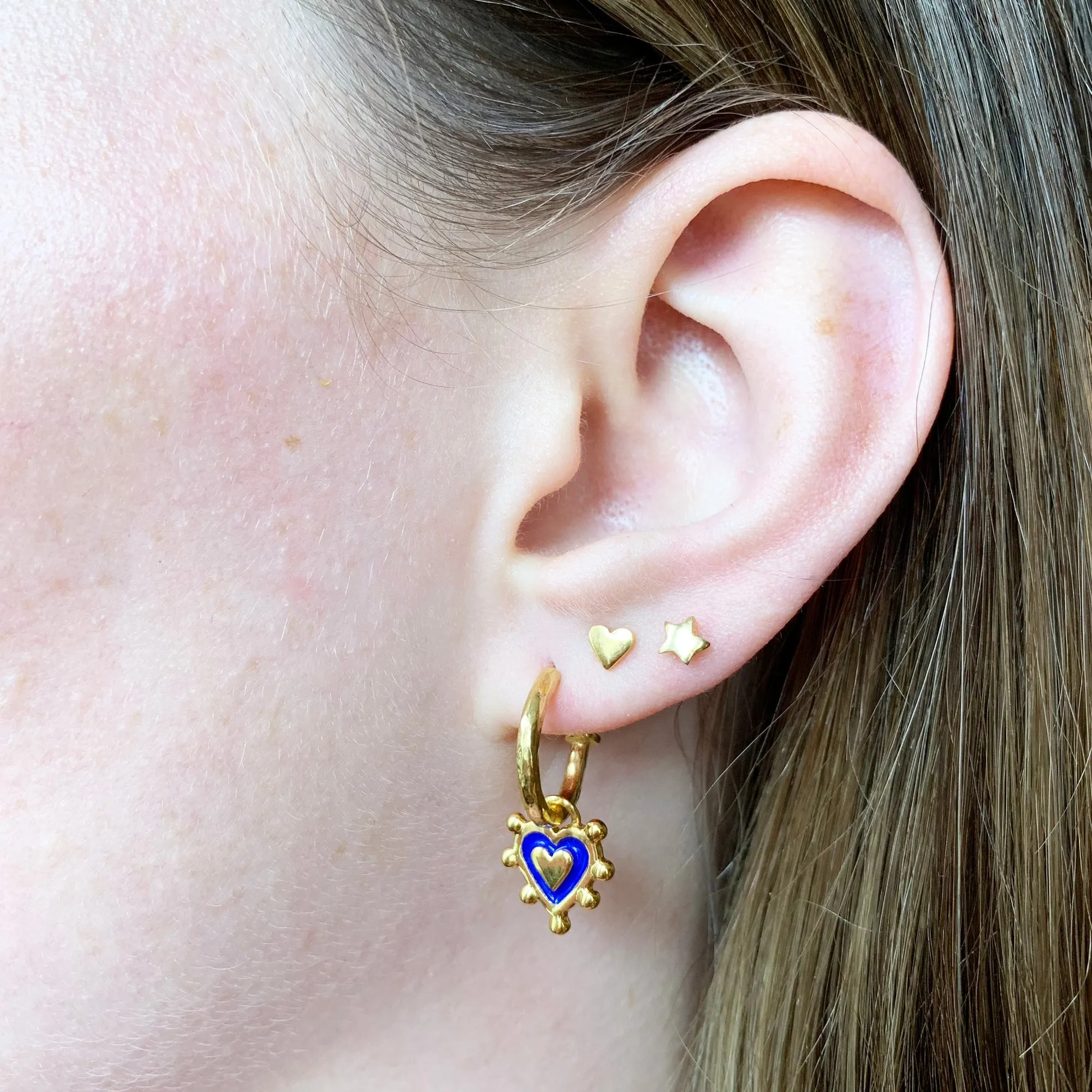 Prussian Blue Sacred Heart Earrings