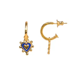 Prussian Blue Sacred Heart Earrings