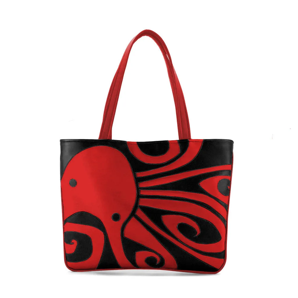 "Ocho" Octopus Vegan Flat Tote Design by Berkeley Artist Michelle White (Multicolored )