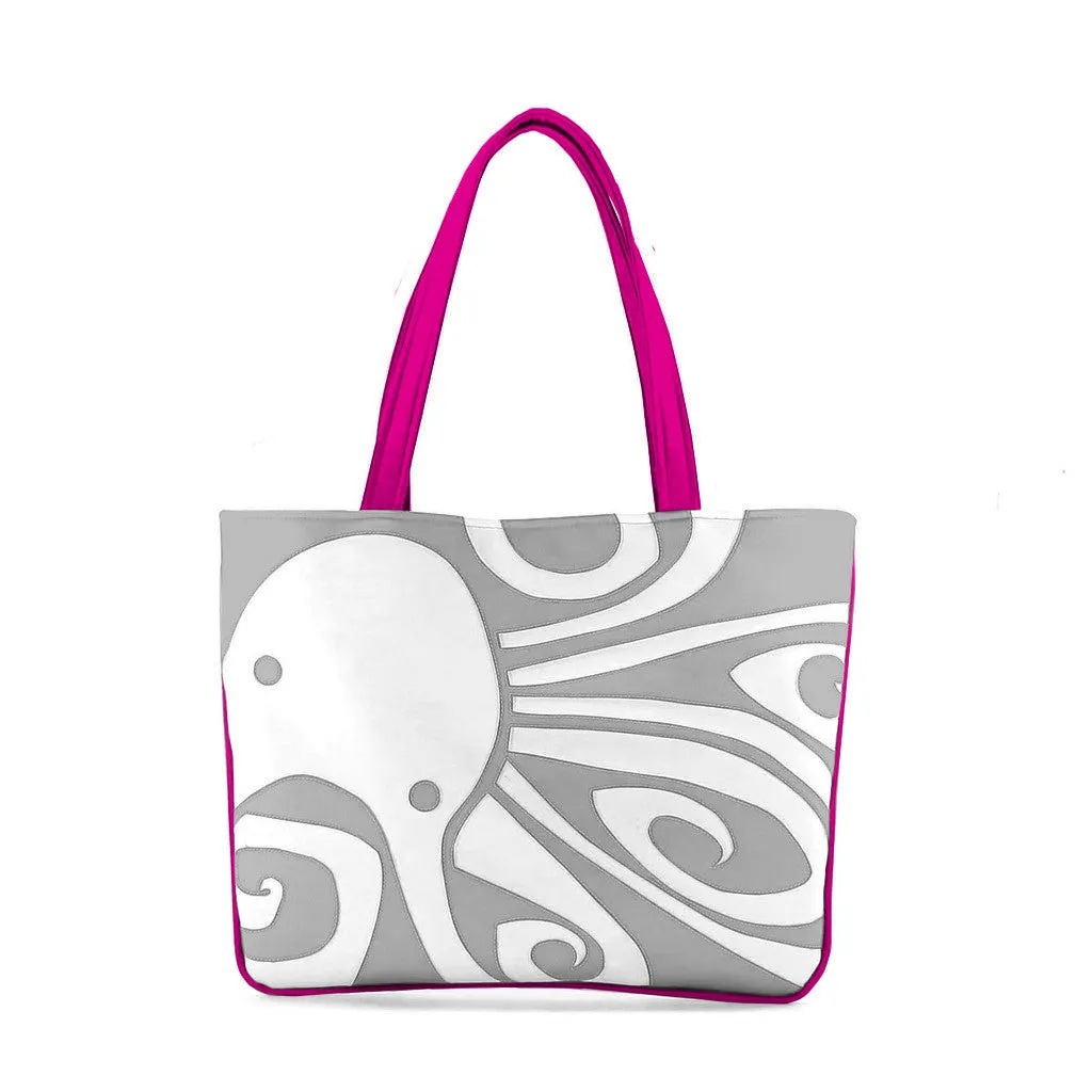 "Ocho" Octopus Vegan Flat Tote Design by Berkeley Artist Michelle White (Multicolored )