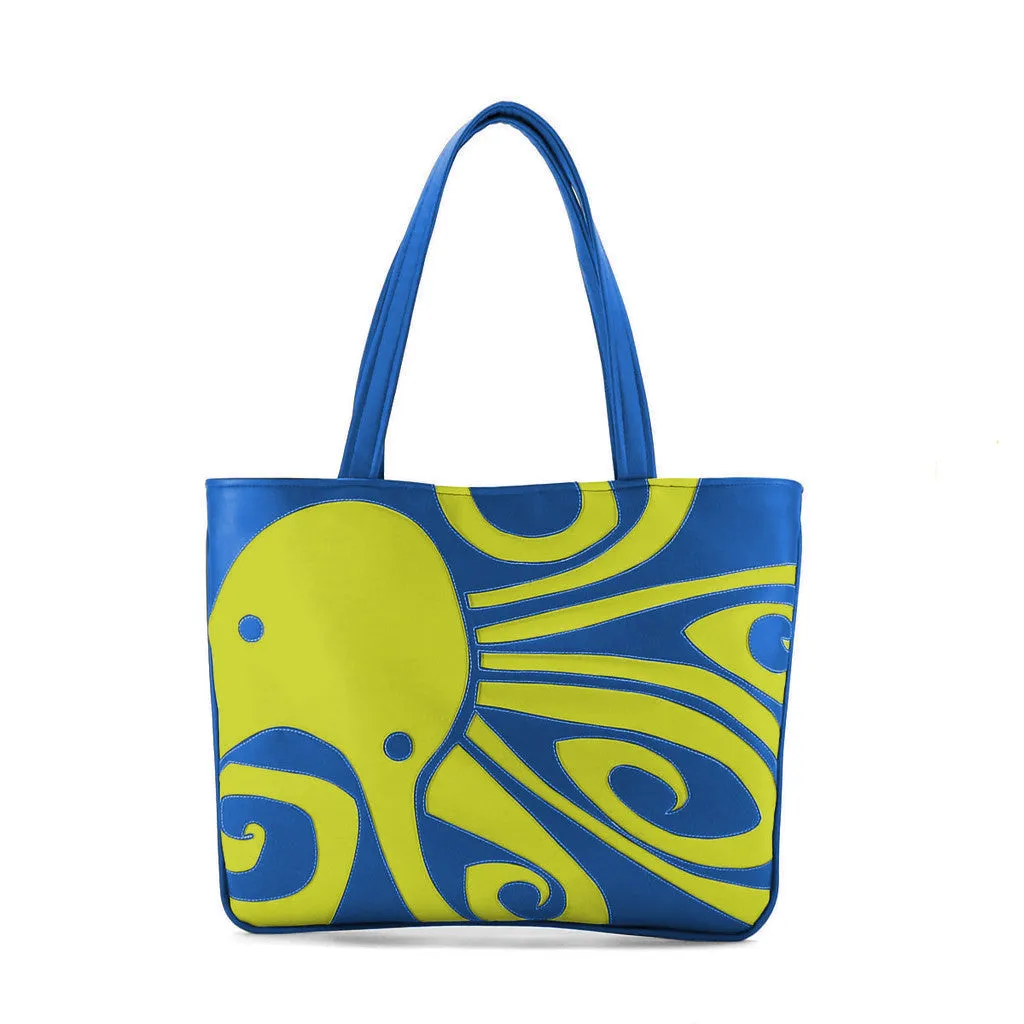 "Ocho" Octopus Vegan Flat Tote Design by Berkeley Artist Michelle White (Multicolored )