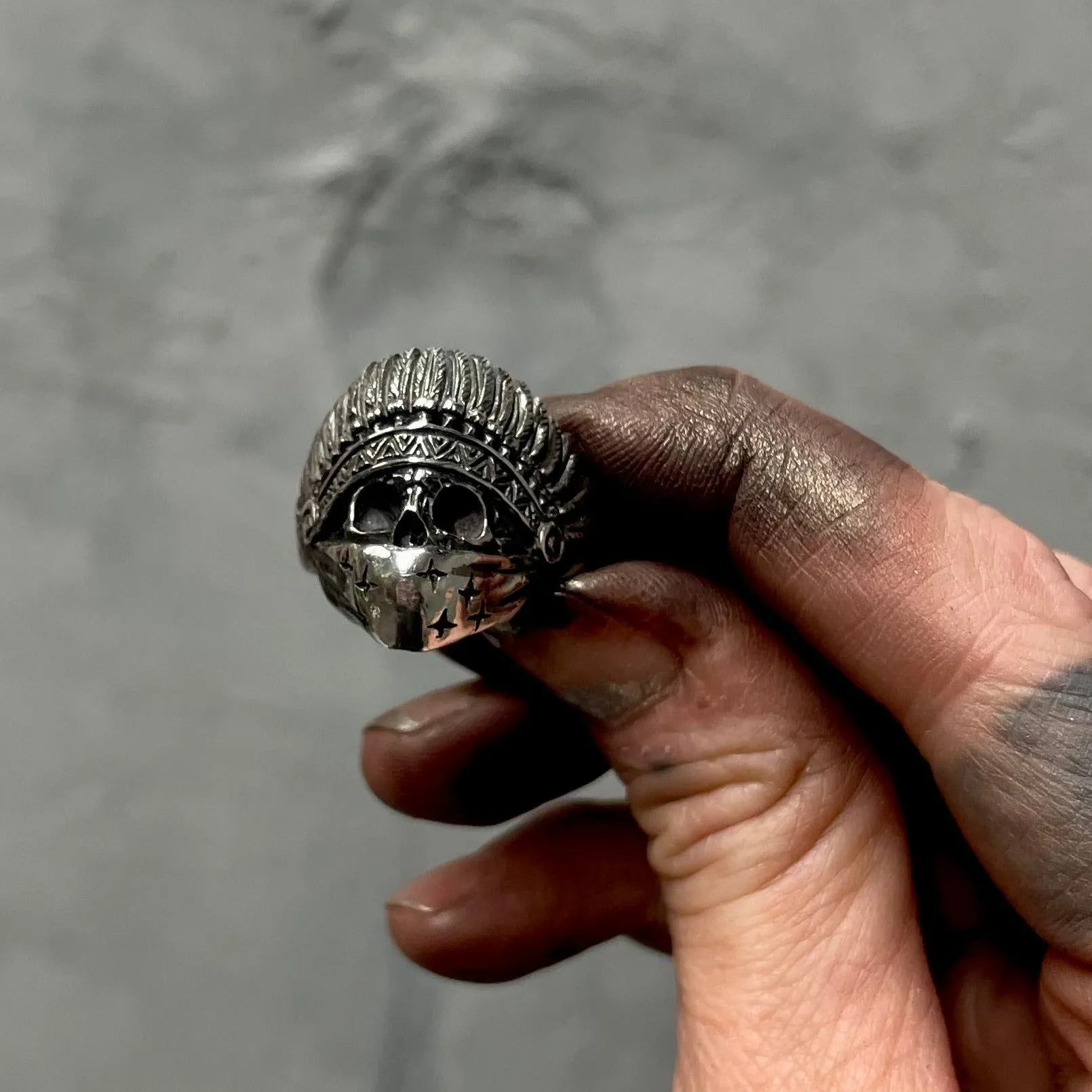 Redrum MC Ring - Stylish Silver Skull Ring for Men with Intricate Details