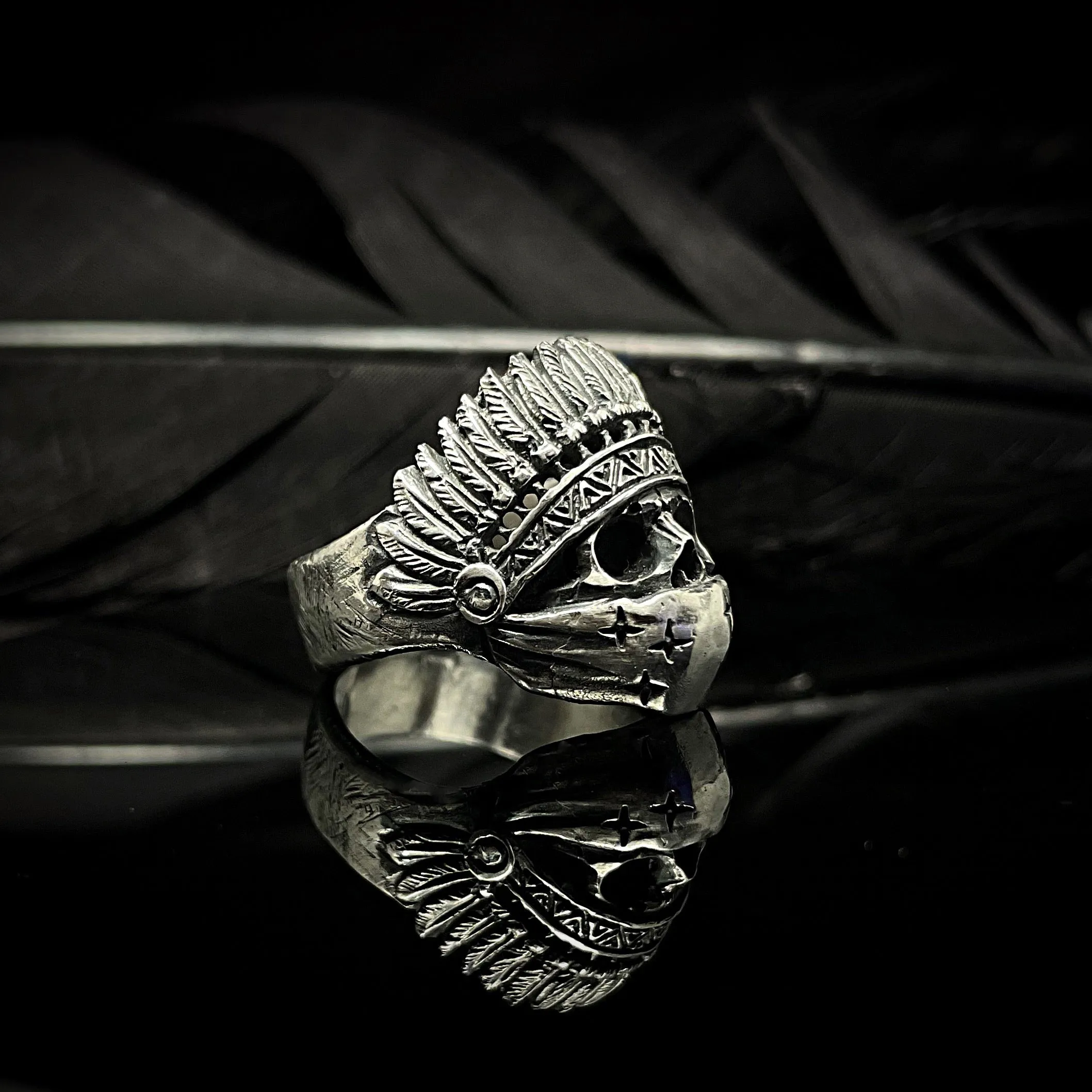 Redrum MC Ring - Stylish Silver Skull Ring for Men with Intricate Details