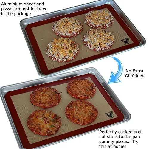 Silicone Baking Mat - Set of 3 Half Sheet (Thick & Large 11 5/8" x 16 1/2") - Non Stick Silicon Liner for Bake Pans & Rolling - Macaron/Pastry/Cookie/Bun/Bread Making - Professional Grade Nonstick