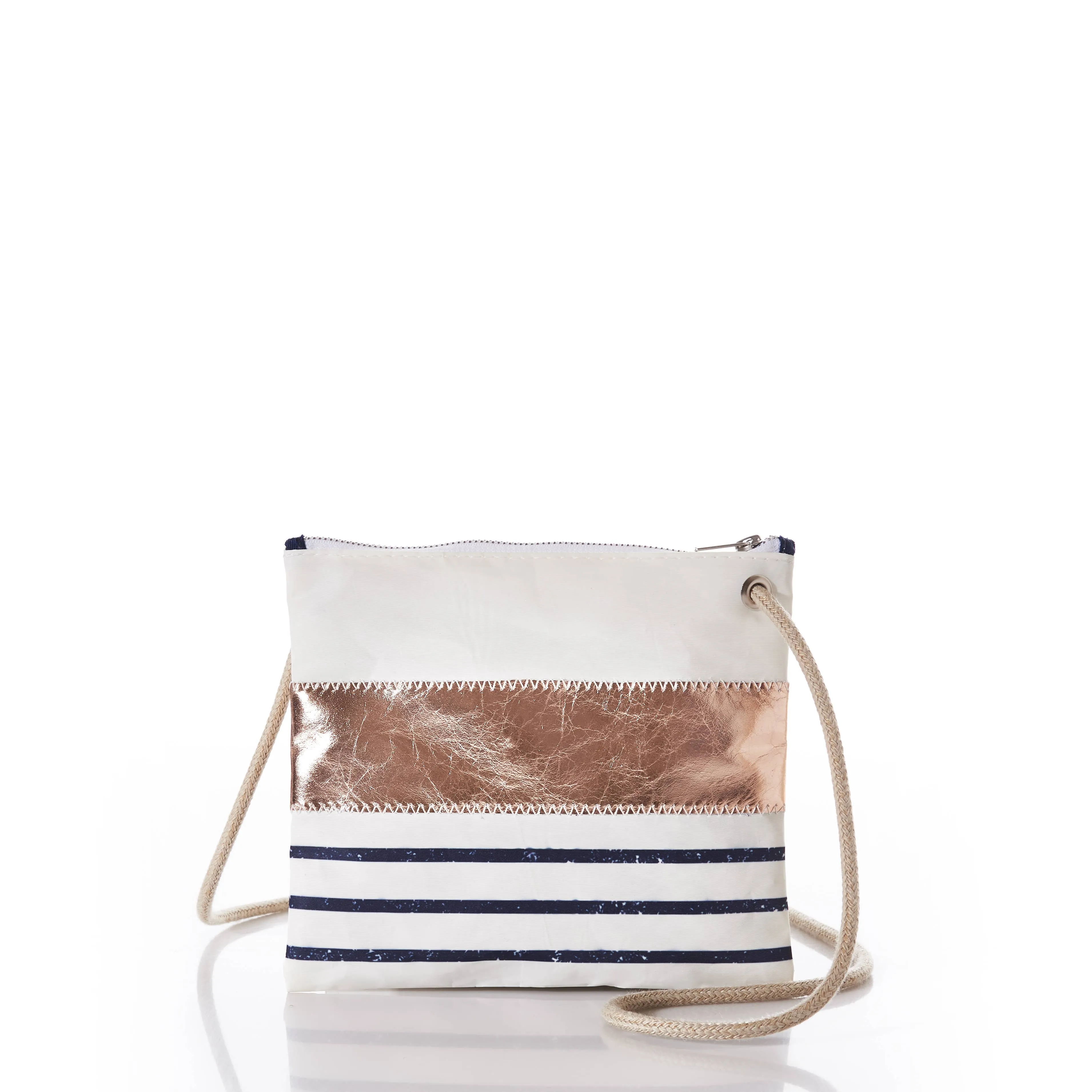 Slim Cross Body, Rose Gold on Navy