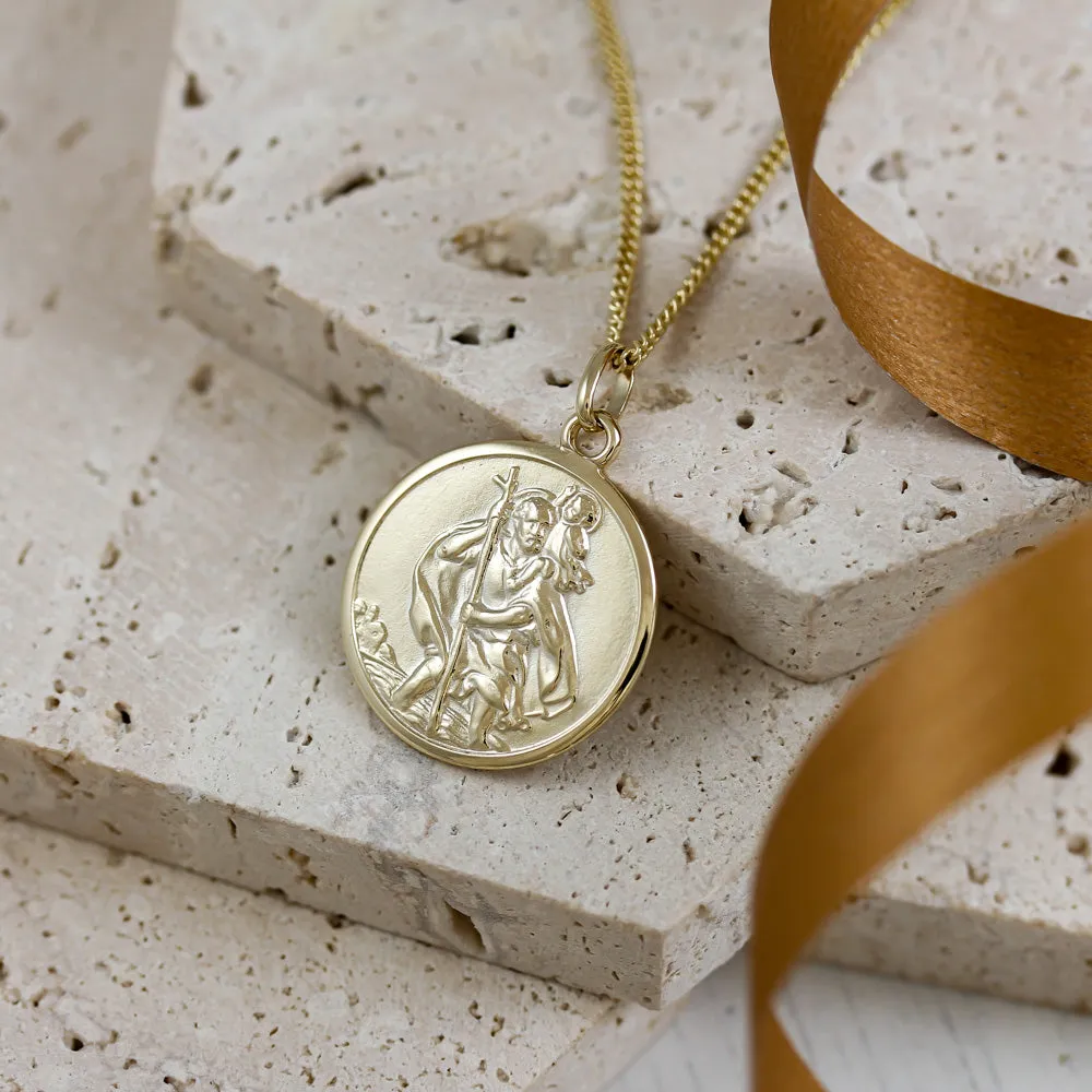 Solid 9ct Gold St Christopher Pendant