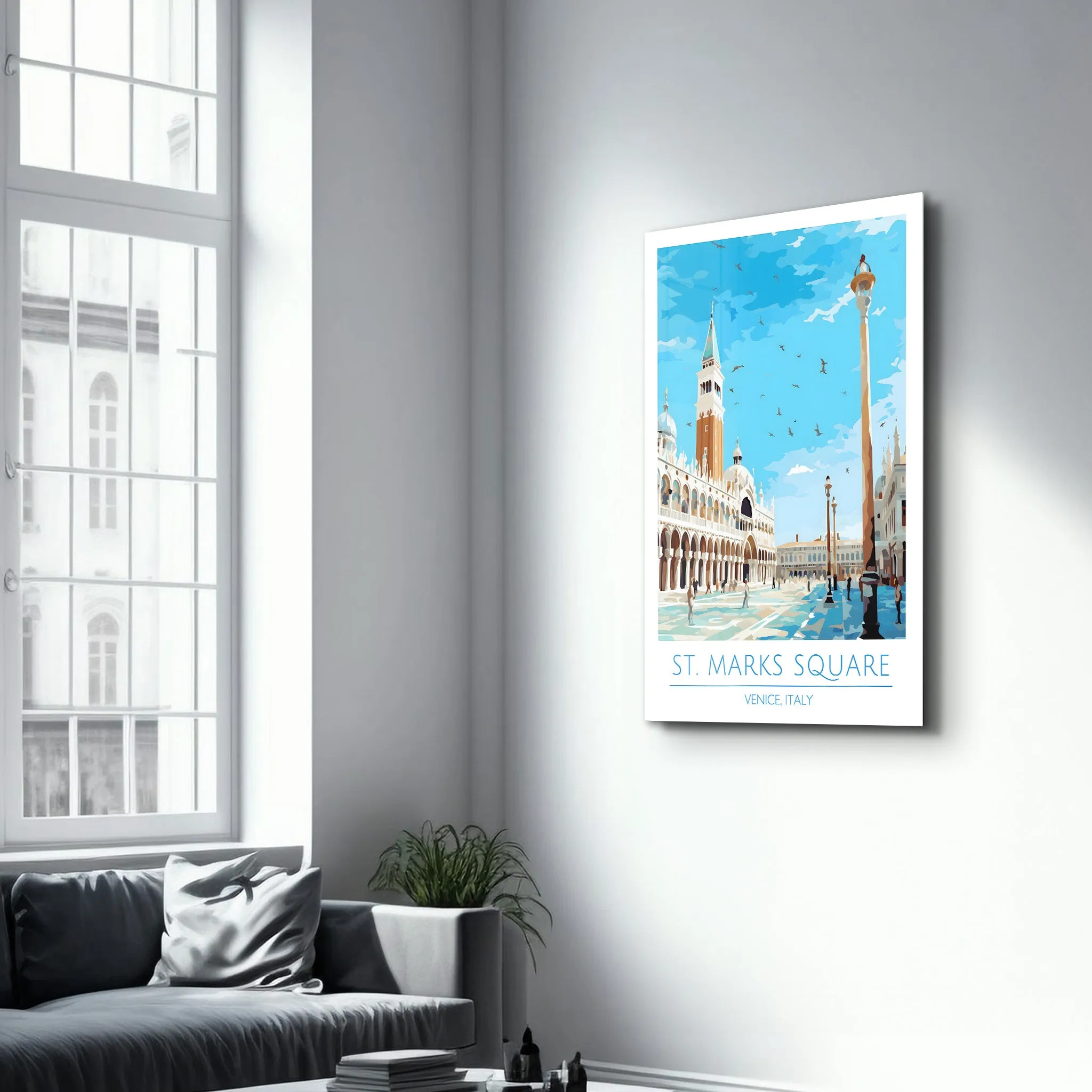 St. Marks Sqaure-Venice Italy-Travel Posters | Glass Wall Art