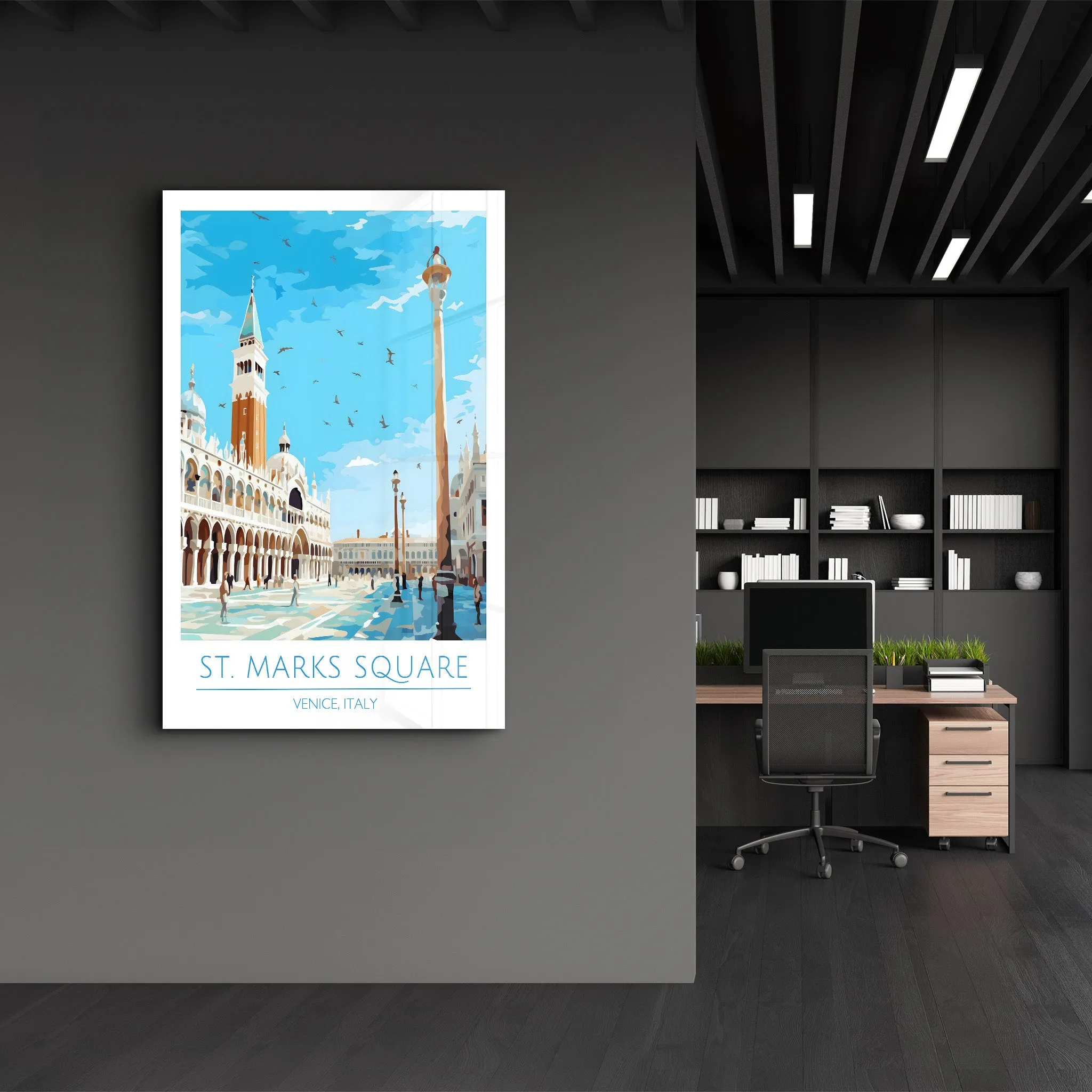 St. Marks Sqaure-Venice Italy-Travel Posters | Glass Wall Art