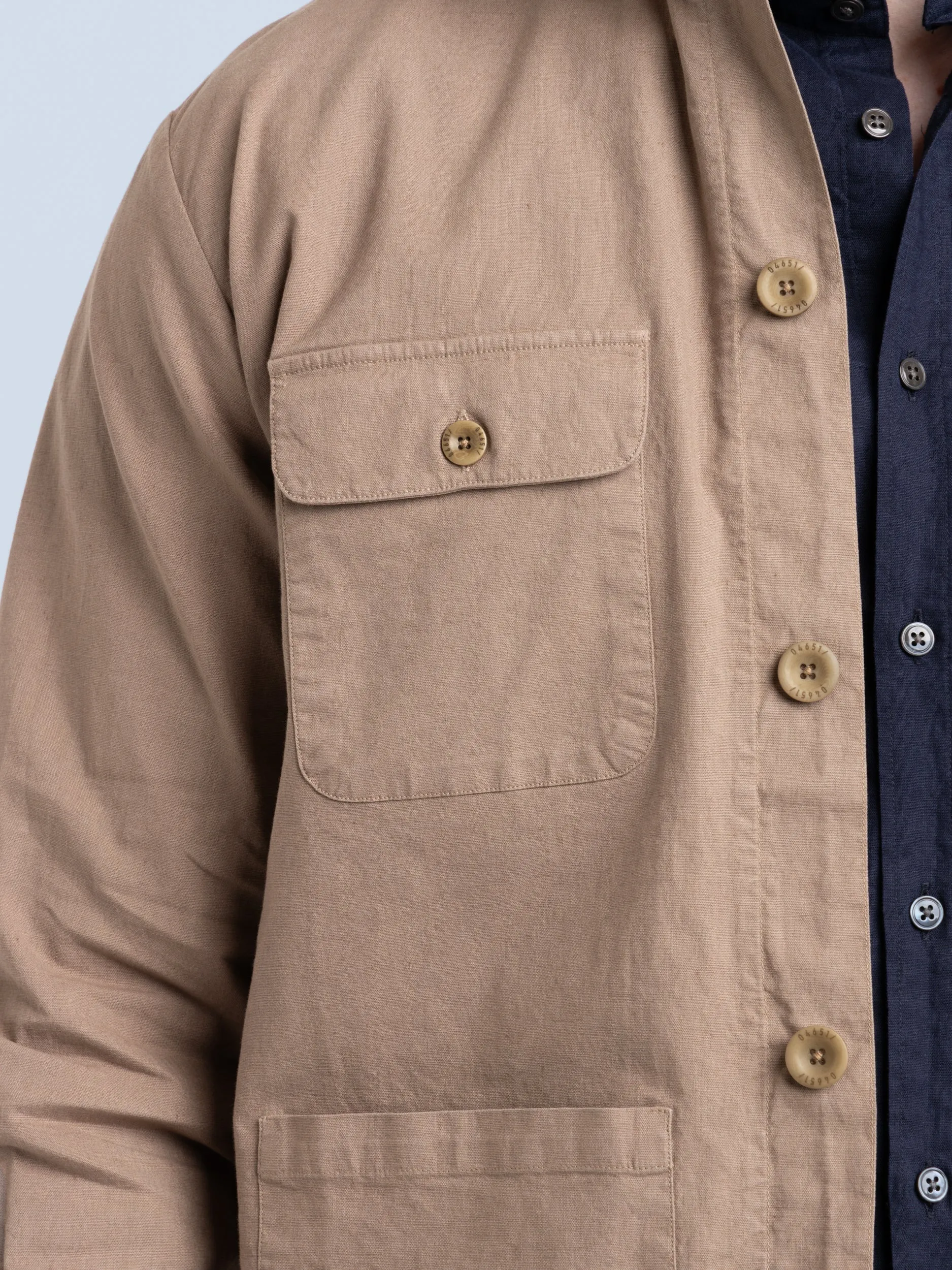 Taupe Brown Linen Travel Overshirt